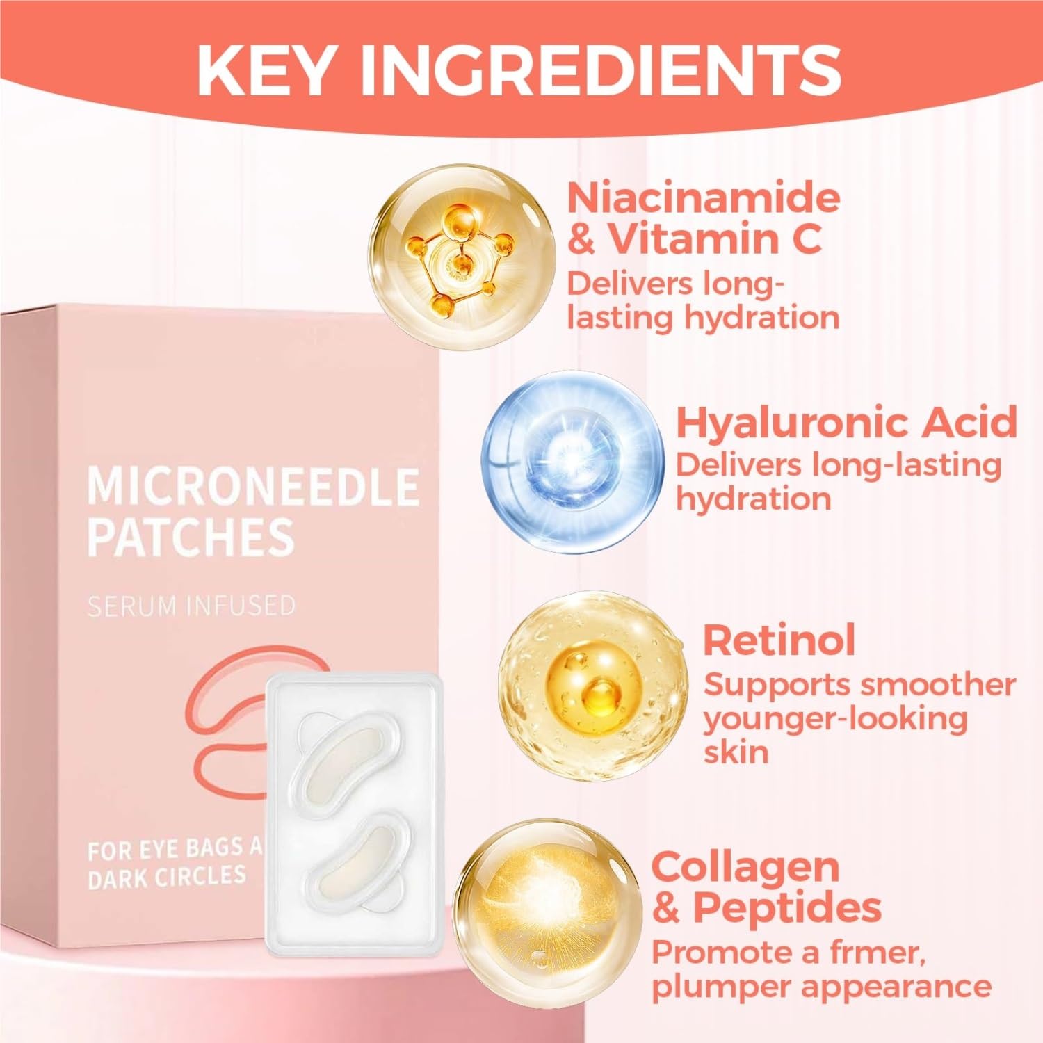 Caffeine Eye Patches With Hyaluronic Acid - Under Eye Mask For Dark Circles, Puffiness & Fine Lines - Cooling Anti-Wrinkle Eye Pads(1BOX(3 Pack))