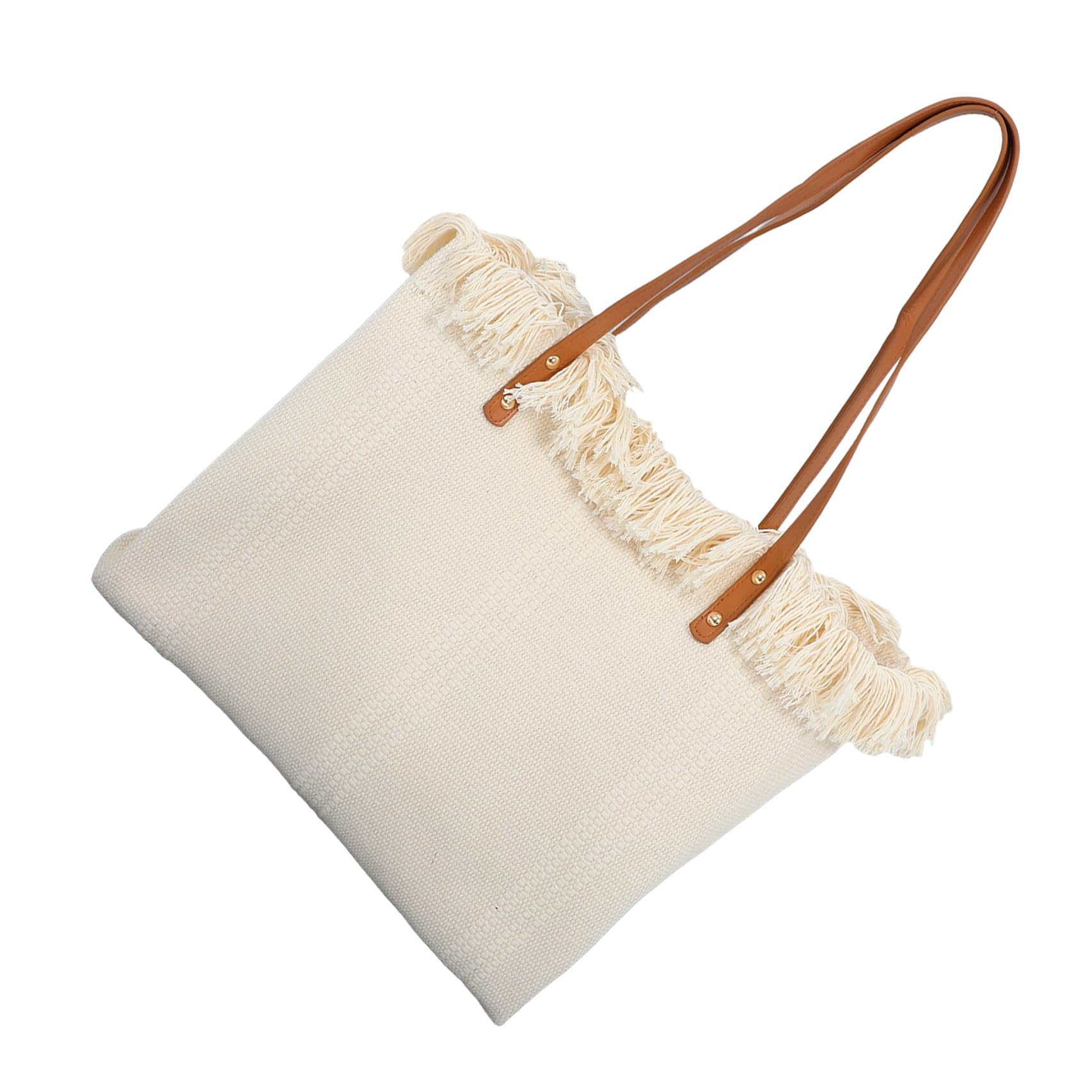 Abaodam Bolso Tote de Lona Informal Grande para Mujer, Beige