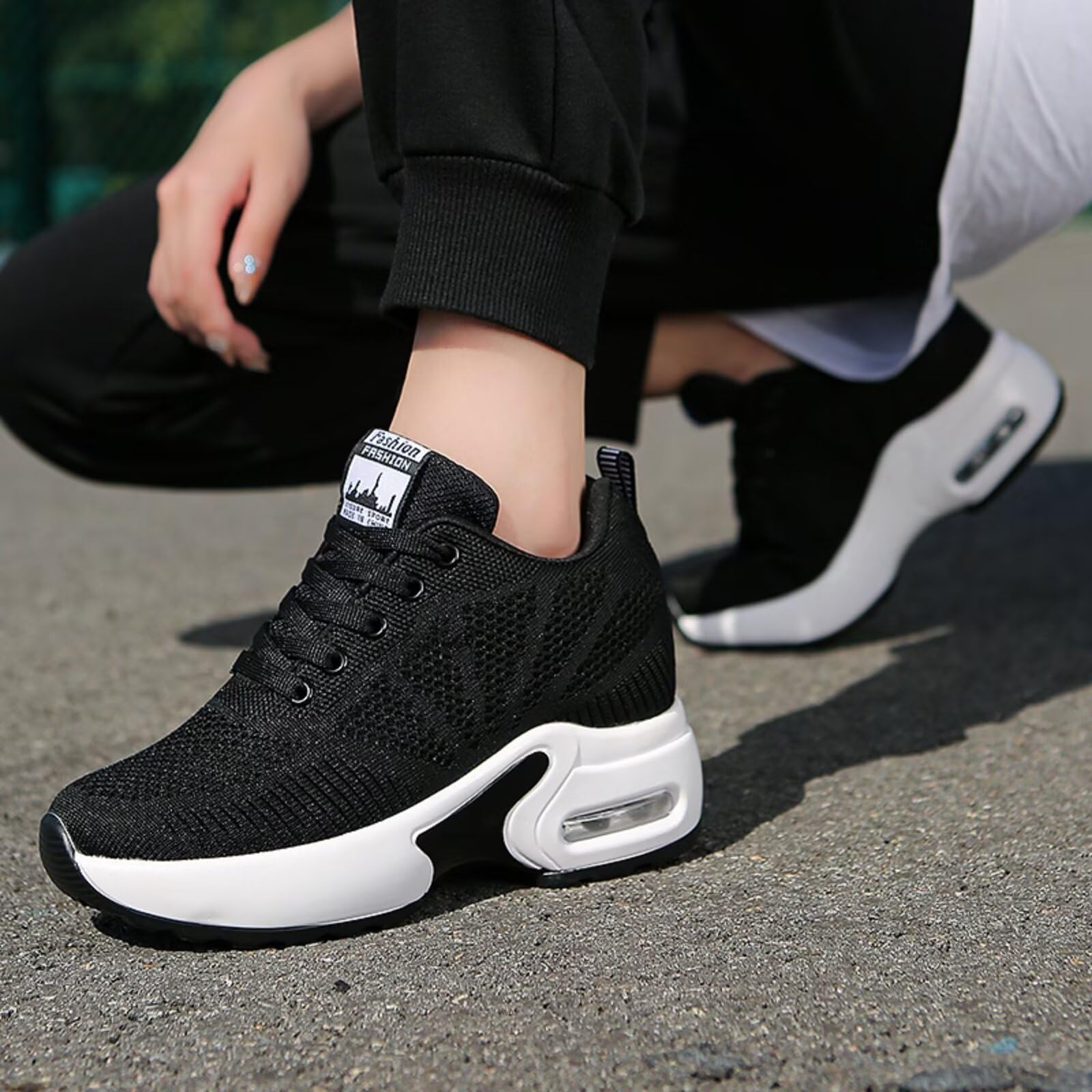 Zapatillas con Tacón de Cuña para Mujer Zapatillas Deportivas Transpirables Zapatos Ligeros Invisibles para Aumentar Estatura