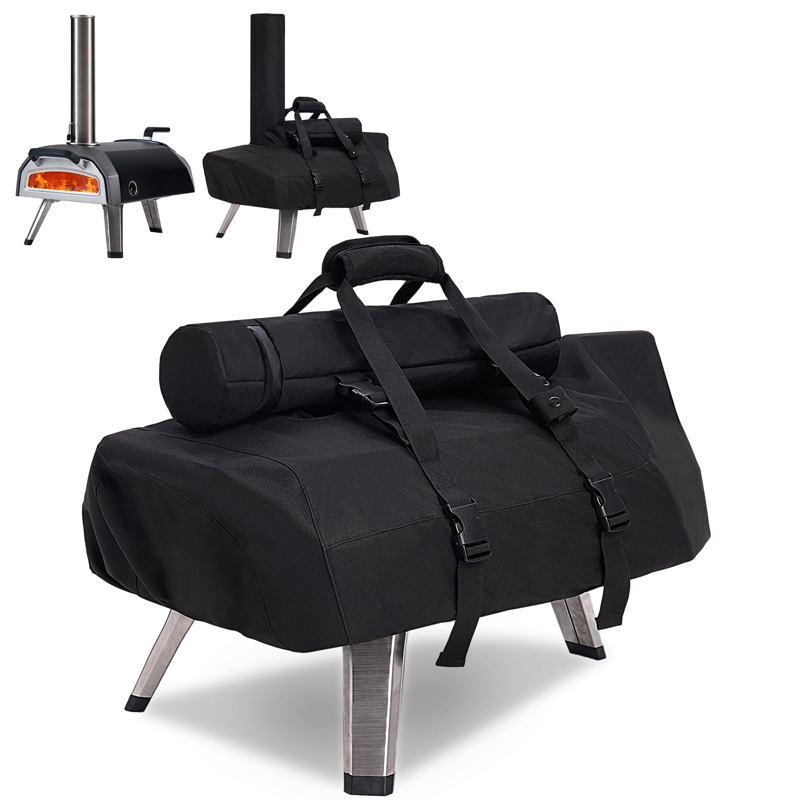 NOELIFE Waterproof Cover for Ooni Karu 2 and Karu 12G Pizza Oven, Outdoor Accessories for Ooni 12, Carry Cover with Seperate Chimney Bag, with Straps