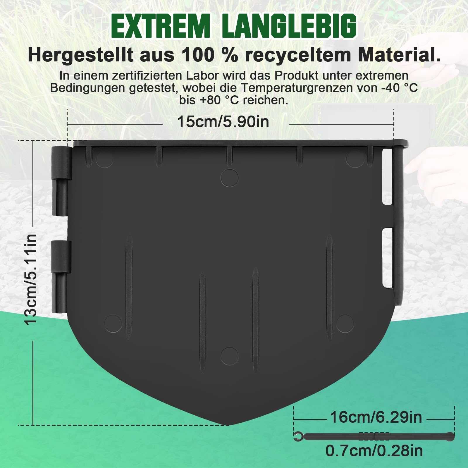 Elastyczne obrzeże trawnika z tworzywa sztucznego, wysokość 13 cm, stabilne obramowanie trawnika z plastiku pochodzącego z recyklingu, niewidoczne obramowanie rabatki, krawędź bruku, łatwy montaż