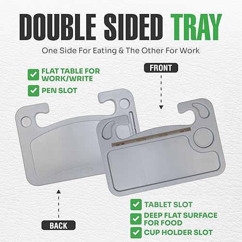 Miniatura 20 de lebogner Bandeja para volante, bandeja de automóvil para comer, escritorio con gancho para alimentos, laptop y accesorios de automóvil, artículos