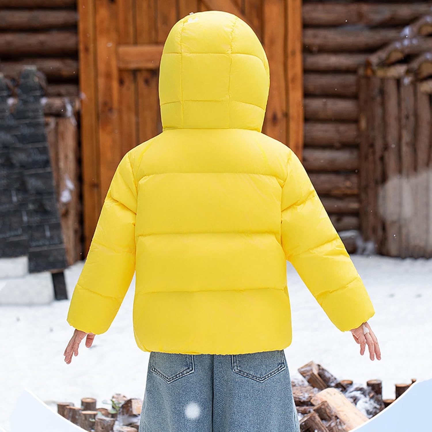 Toddler Boys Girls Hooded Puffer Jacket with Zipper Pockets, Down Warm Winter Coats Outerwear for Kids 1-14 Years