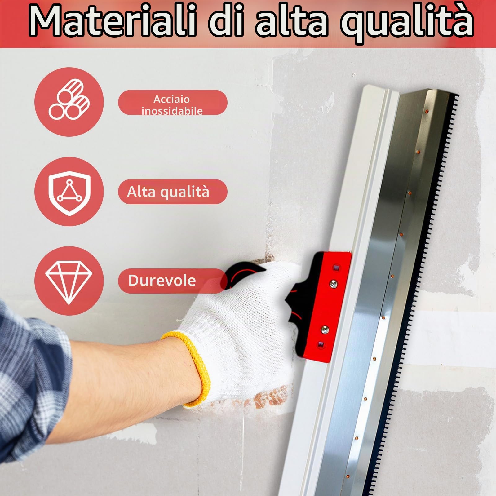 Kit di Strumenti Autolivellante per Pavimenti, Spatola di Compensazione Professionale Spatola Dentata per Cemento 560 MM Utensile per livellamento Pavimenti con Asta Telescopica 200 cm