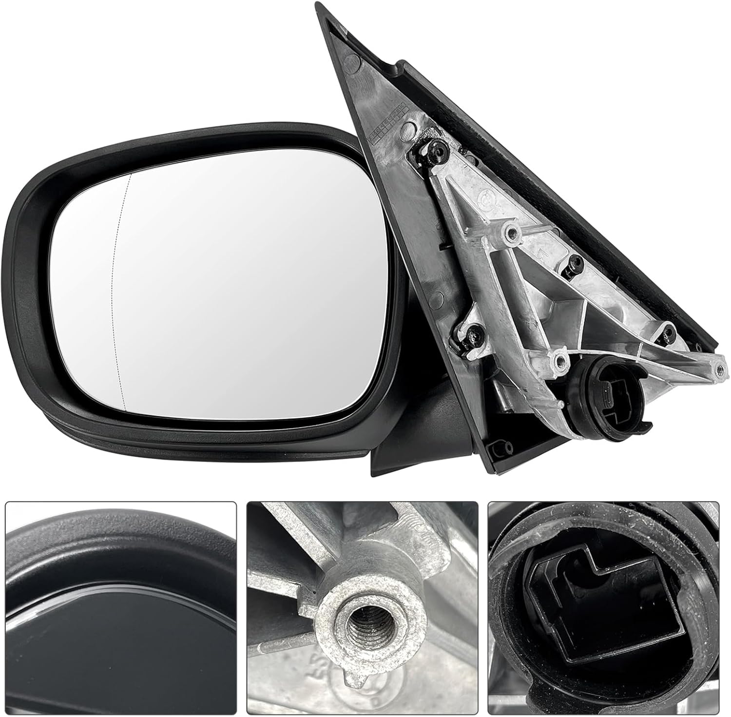 Driver Side View Mirror Assembly Compatible with BMW X3 2011-2014, Black Left Rear View Mirror Without Camera Turn Signal Lamp Blind Spot, w/Electric Foldable Heated Power Glass