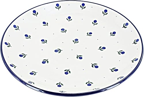 Miniatura 19 de Blue Rose - Plato mágico mágico de hoja perenne azul - 10.5 pulgadas de diámetro - Plato llano de cerámica polaca, diseño festivo para vajilla