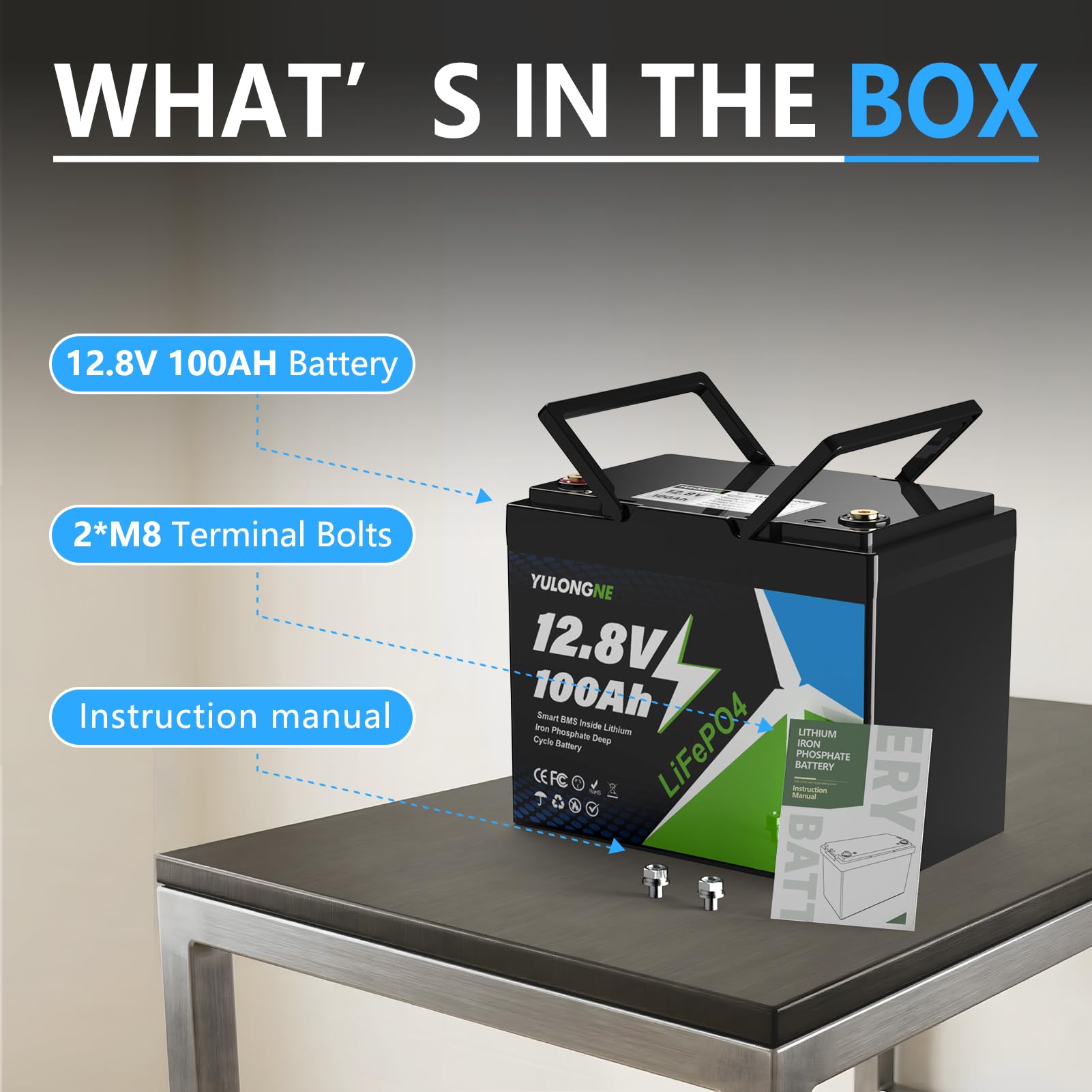 Batería de litio LiFePO4 de 12 V y 100 Ah con BMS de 100 A, protección contra bajas temperaturas y un máximo de 15 000 ciclos; batería de 1280 Wh, caravanas, embarcaciones y sistemas solares
