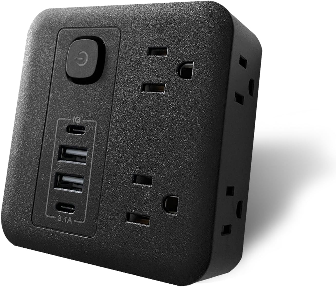 Multi Plug Outlet Extender with USB - Surge Protector Splitter 4 USB Wall Charger - Multi Plug Outlet Splitter, Widely Spaced Outlet for Travel, Home, College Dorm Room (Black)