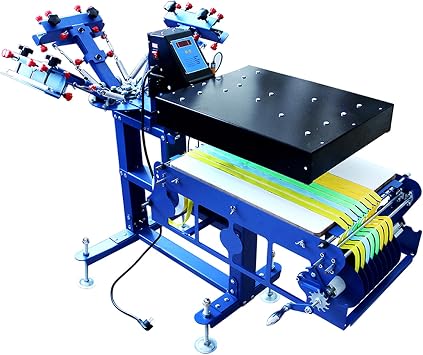 TIANIUSEEN 3 Color 1 Station Ribbon Screen Printing Press Screen Printing Equipment Screen Printing Machine with Dryer for Silk Printing