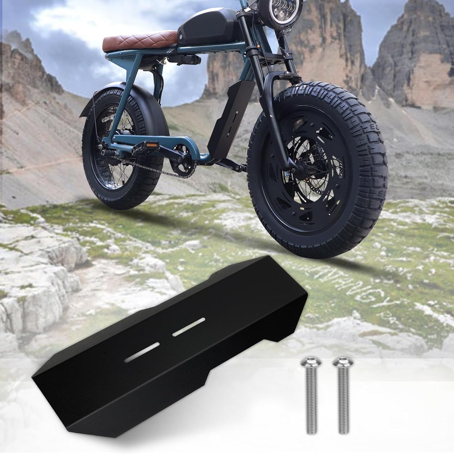 Middle Fender for Super 73 ZX/RX/S1/S2/Z1, Thickened Steel Mudguard, Center Dirt Protector, Black