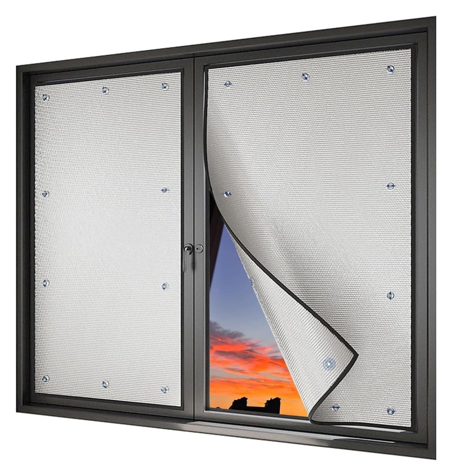Reflective Window Film， 8mm Blackout UV Tint with Suction Cups for Privacy and Thermal Protection