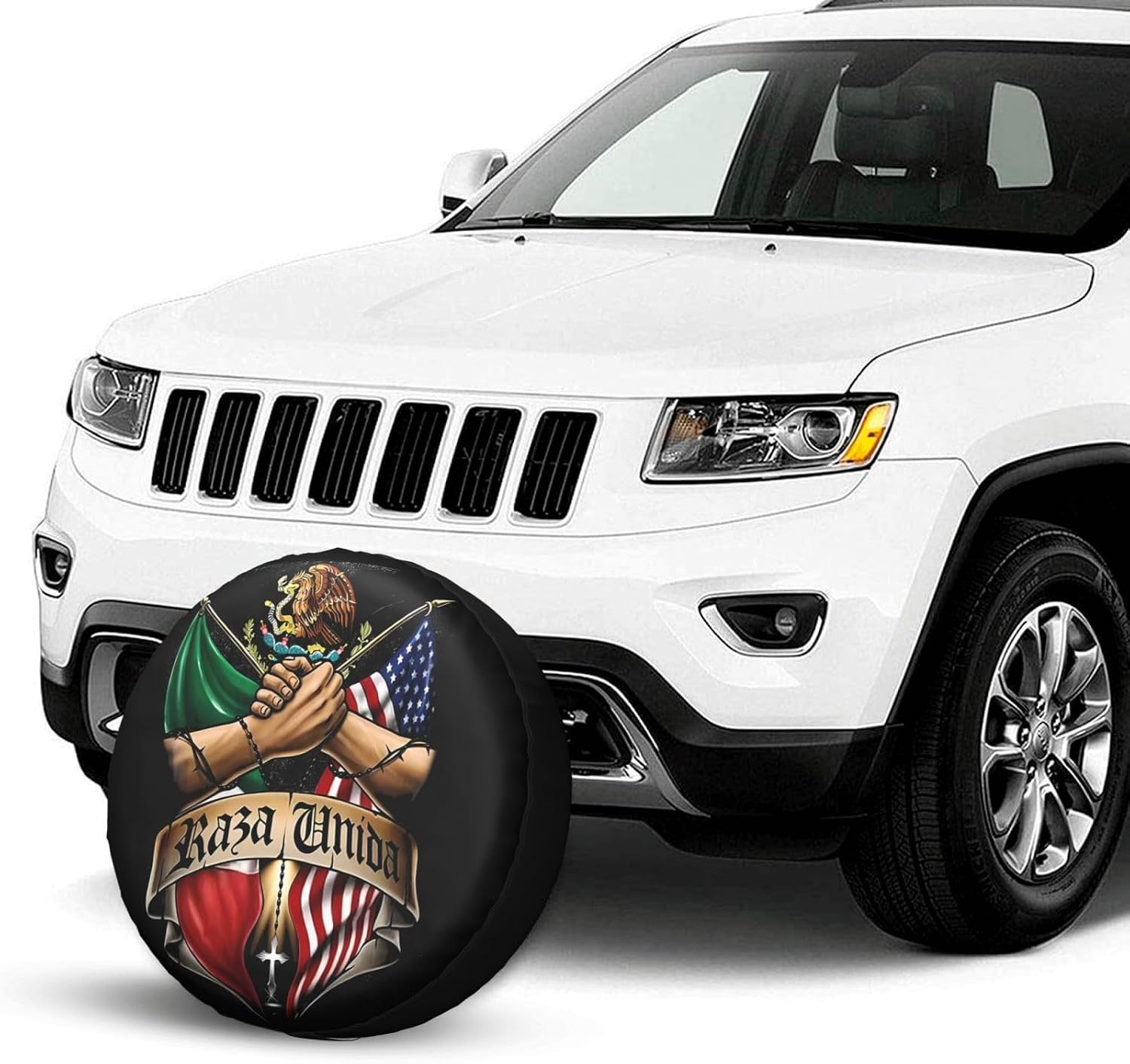 Mexican American Flag Eagle Weatherproof Spare Tire Cover image 2