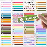 Vista 2 de Calcomanías de nombre para niños, 100 unidades, etiquetas personalizadas, impermeables, suministros escolares, etiquetas con nombre para botellas
