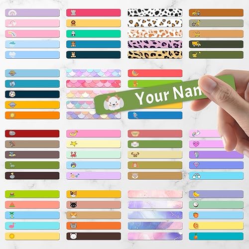Miniatura 2 de Calcomanías de nombre para niños, 100 unidades, etiquetas personalizadas, impermeables, suministros escolares, etiquetas de nombre para botellas de