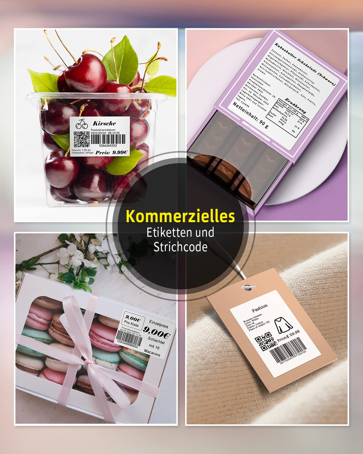 Phomemo étiquettes thermiques en papier pour imprimante d'étiquettes M220 M250 M221 M421 Étiquettes autocollantes multifonctionnelles, d'adresse, étiquettes de prix, 60x40 mm, 180 étiquettes/rouleau