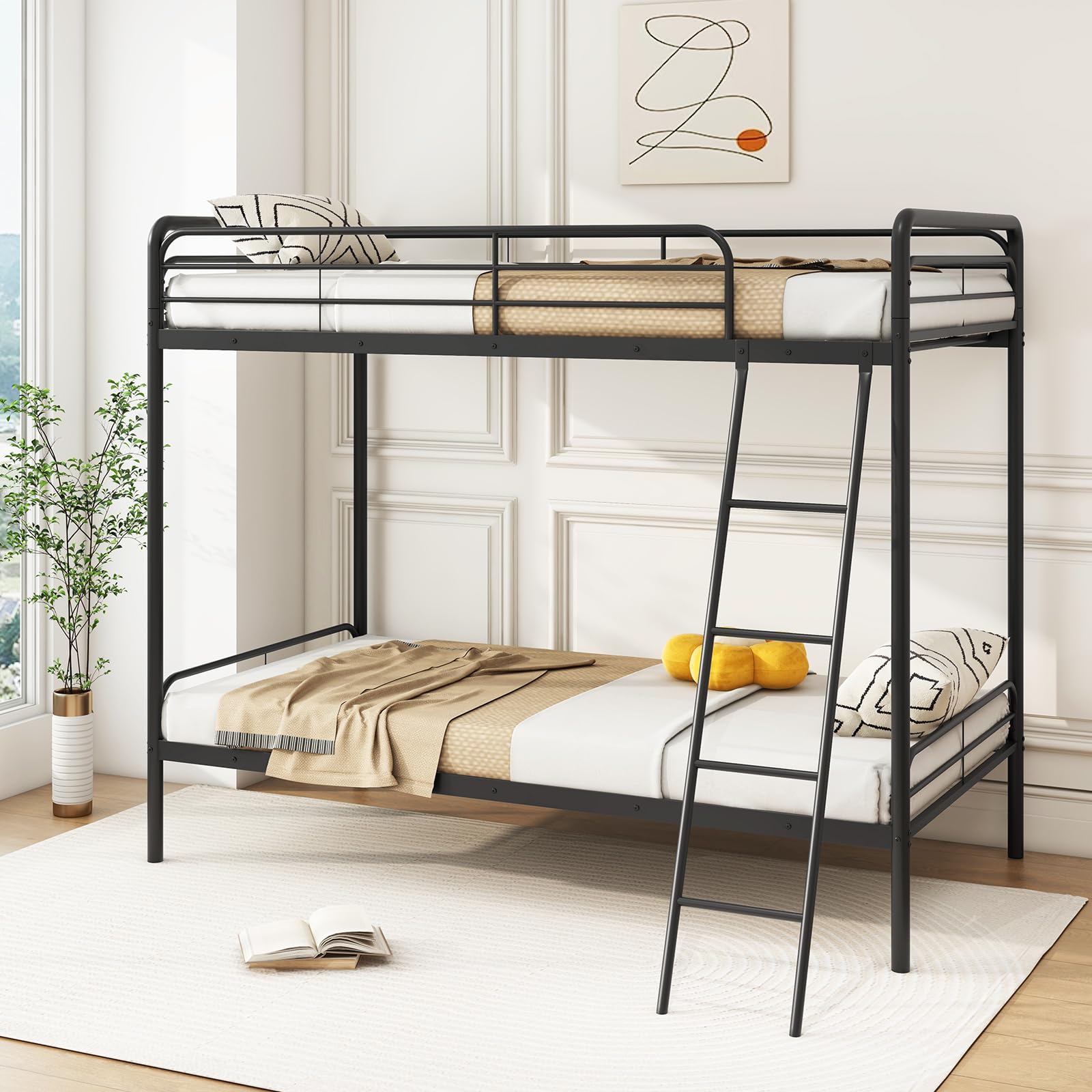 Amazon.com: Giantex Metal Bunk Bed Twin Over Twin, Heavy Duty Twin Bunk ...