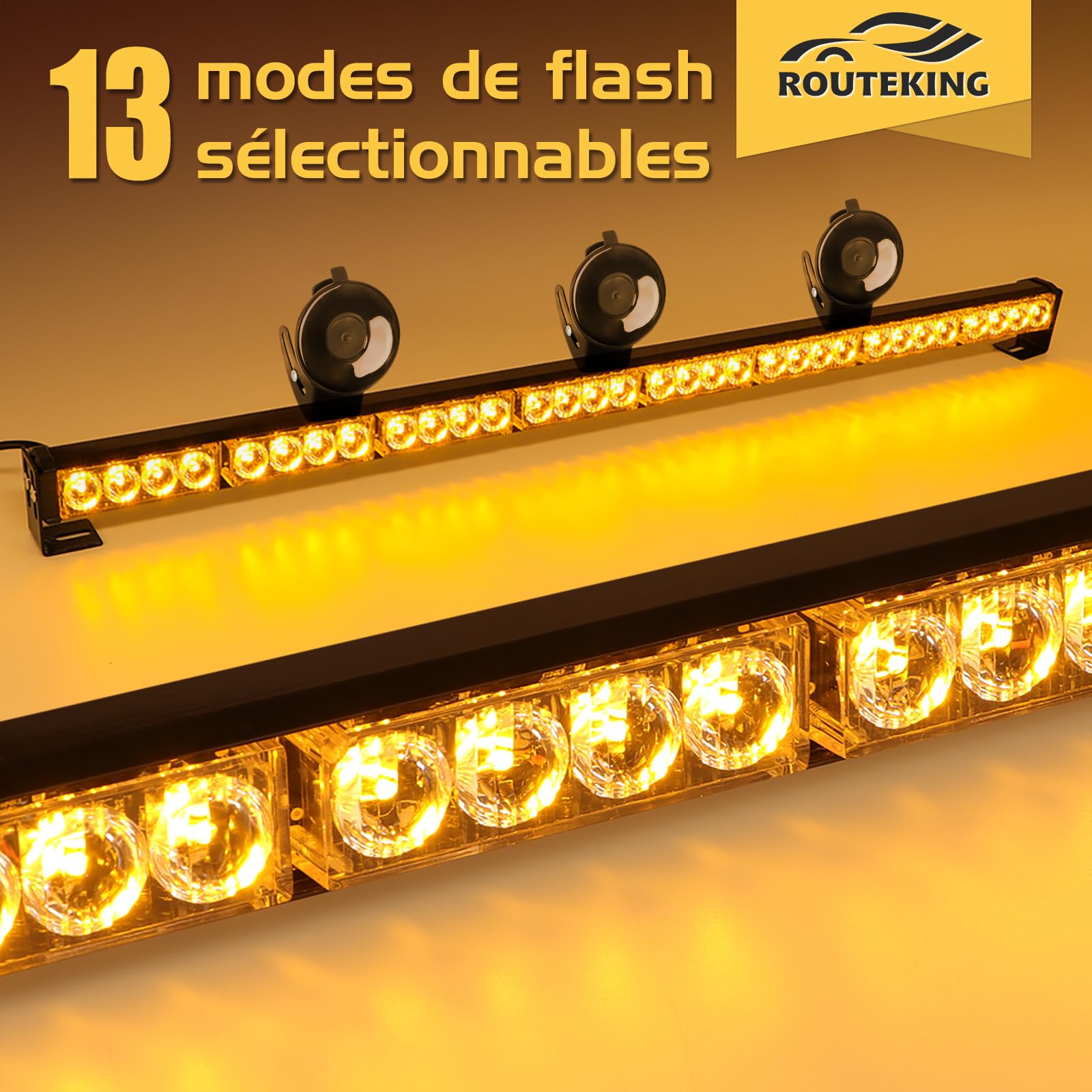 ROUTEKING Barra Luminosa Stroboscopica 67cm - 54 LED Per Veicoli Con Base Magnetica - Foto 4