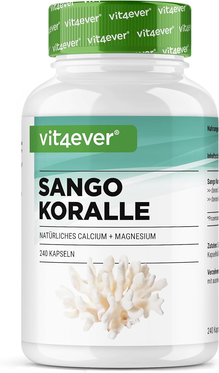 vit4ever Sango Meereskoralle - 240 Kapseln (3 Monate) - 660 mg Calcium & 330 mg Magnesium - Natürliche Kalzium- und Magnesiumquelle - Hochdosiert