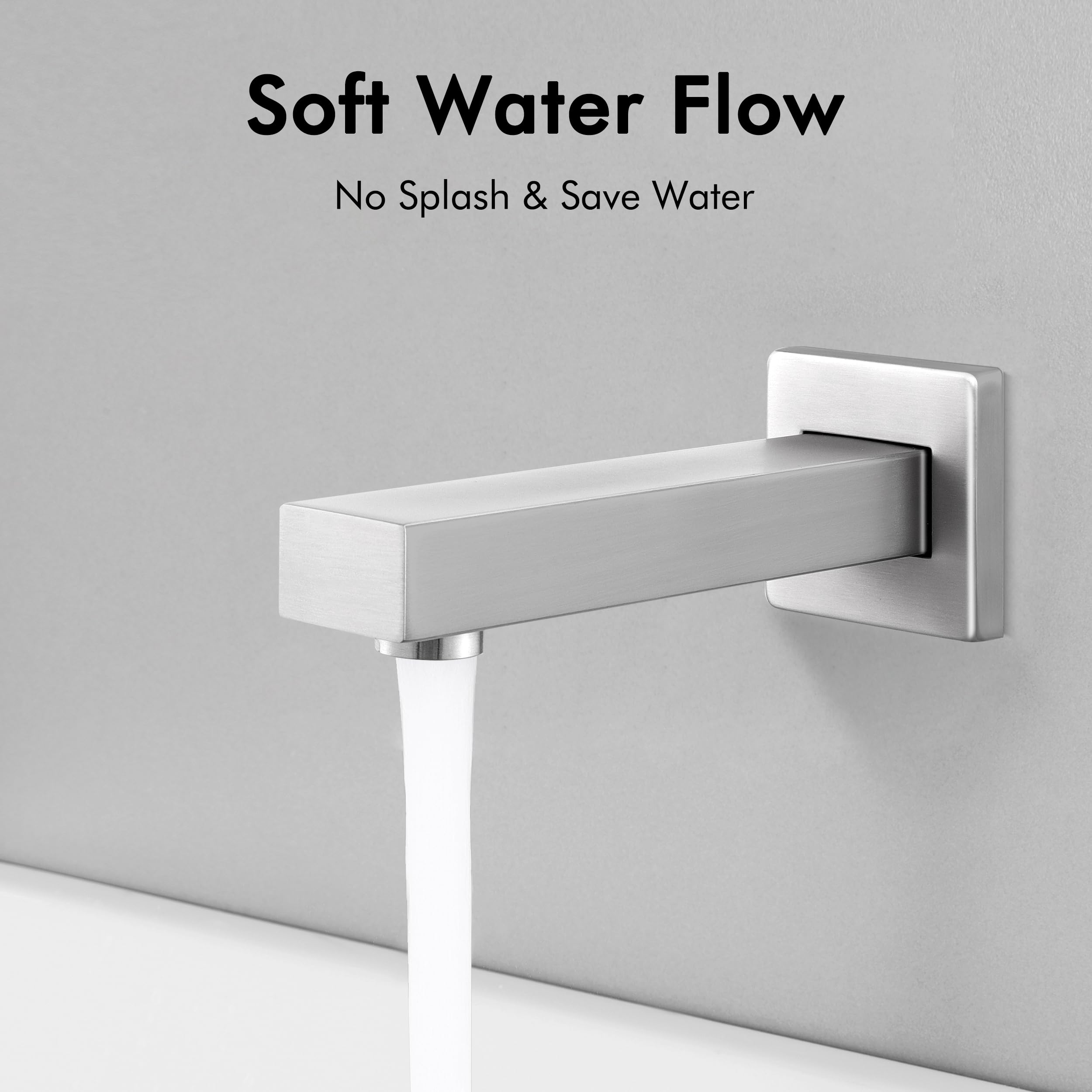 KES Shower System Pressure Balancing Shower Valve with Tub Faucet Spout Set Handheld and 10 Inch Rainfall Shower Head Combo All Metal Brushed Finish, XB6300-BN