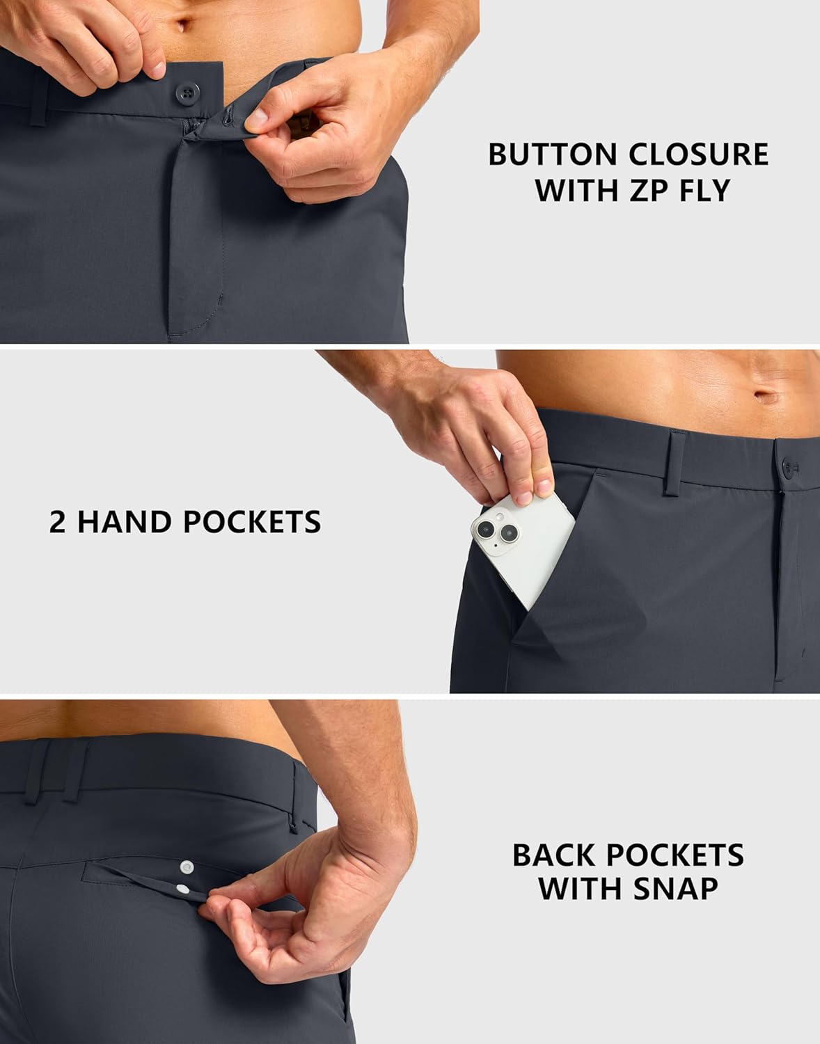 Soothfeel Men's Casual Shorts 7"/ 9" /11" Golf Shorts for Men Flat Front Dress Work Shorts Lightweight with 3 Pockets - Image 3