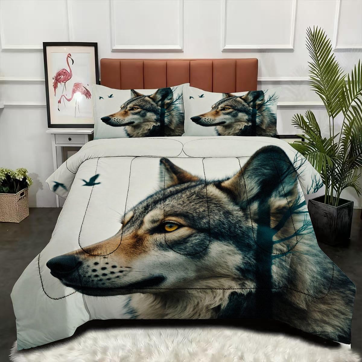 Couette loup 200x200 cm pour une chambre cosy et sauvage