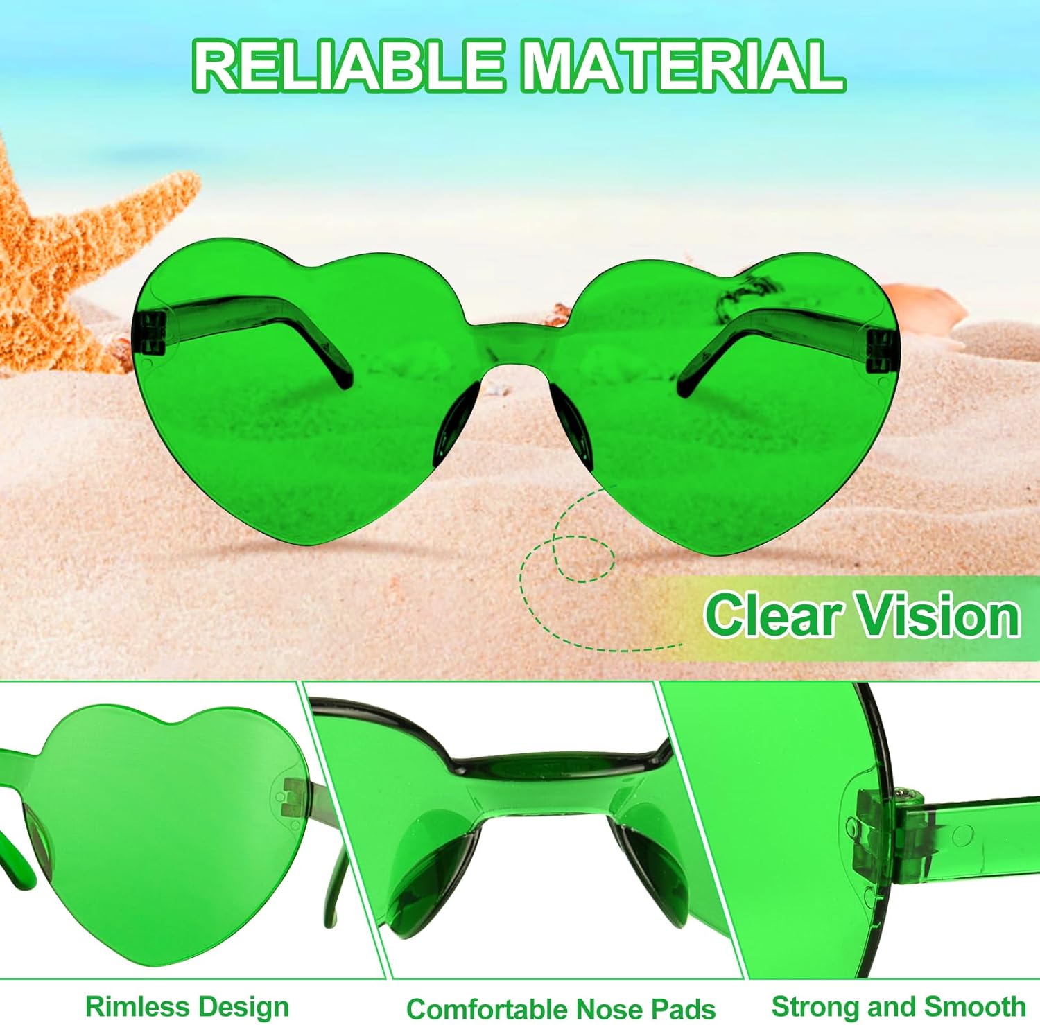 PLULON 22 Pairs Heart Sunglasses for Women Transparent Colorful Rimless Heart Shape Glasses Bulk Frameless Eyewear Bachelorette Party - Image 3