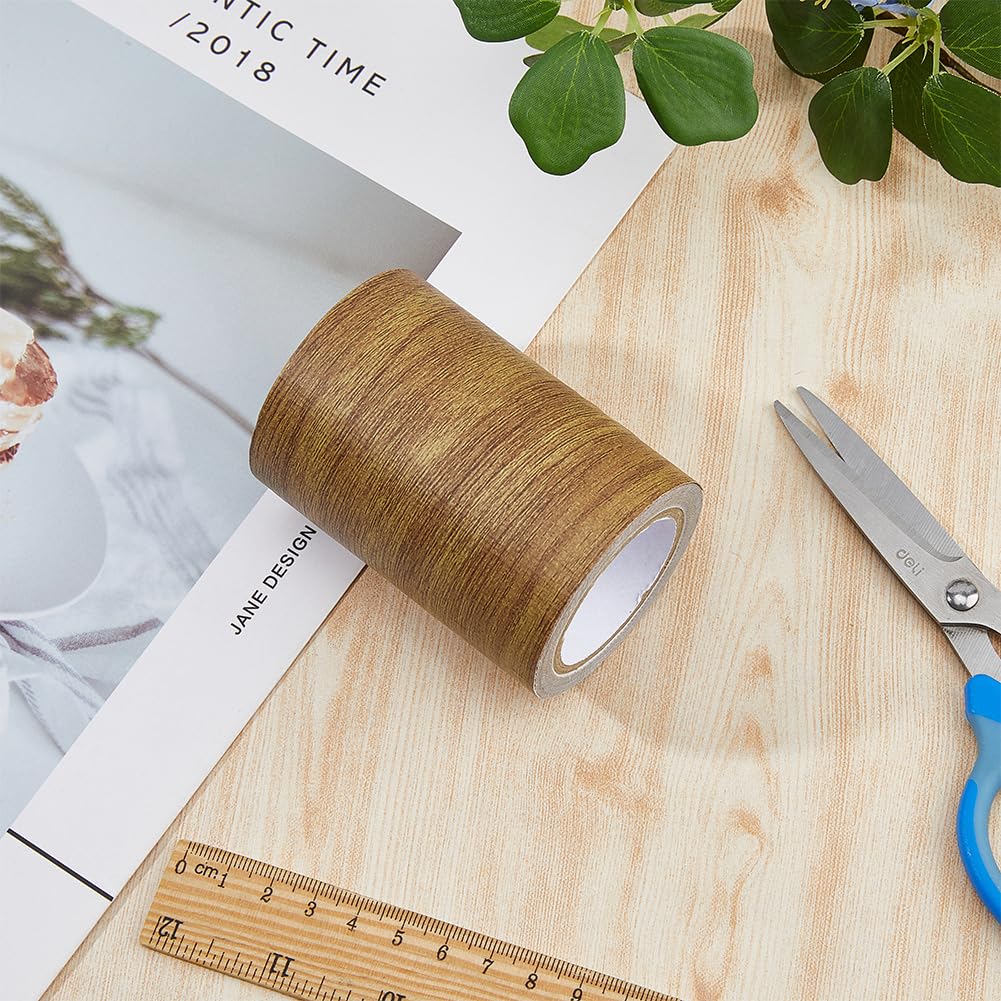 Wood Grain Tapes 3inchx15feet Wood Colored Stickers Camel Self Adhesive Wood Grain Repair Patch Upholstery Wood Duct Tape Durable Multi-Use Adhesive Patch for Doors Floor Furniture