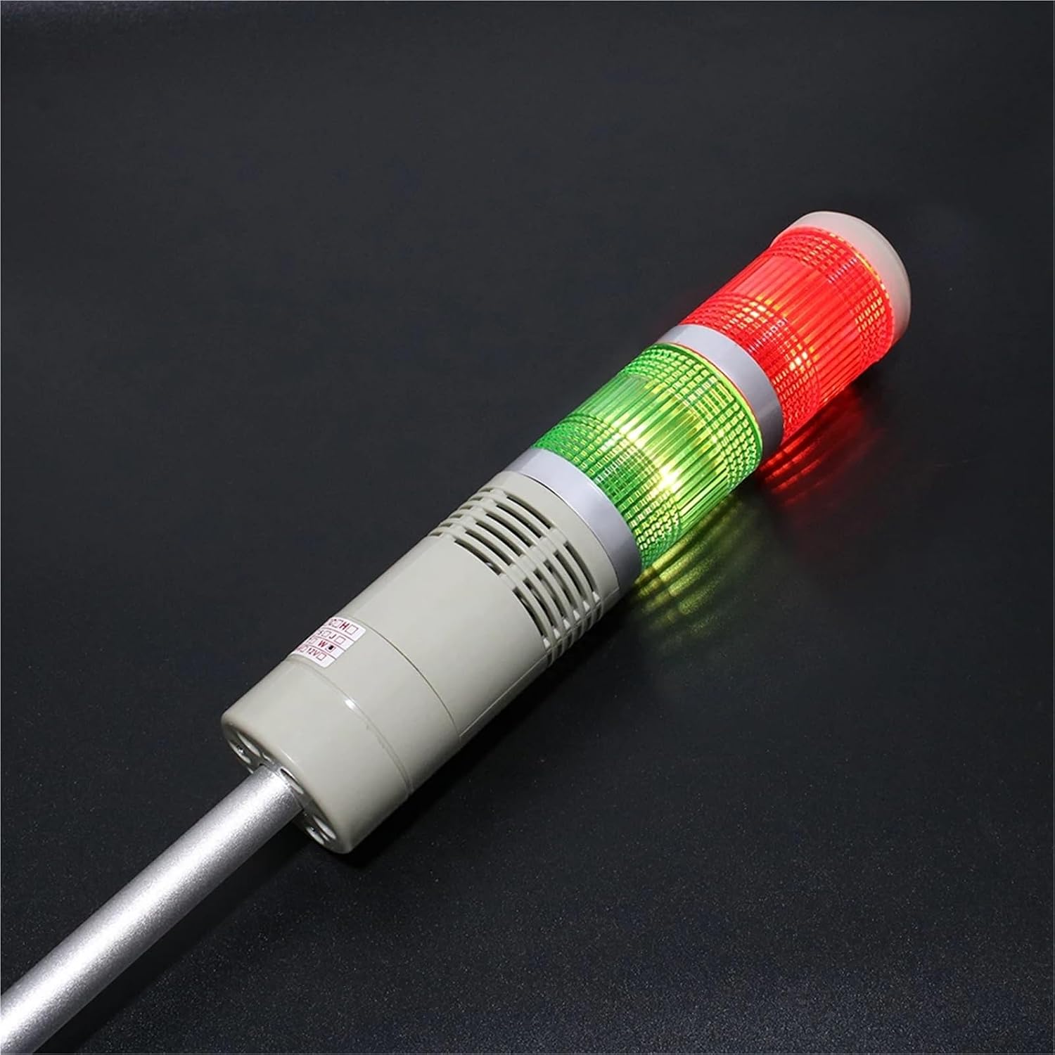 LGP-205 2 Layers Buzzer Industrial Tower Signal Warning Stack Light LGP-505 LED Red Green Yellow Indicator lamp IP30 for Machine(Dark Grey,DC 24V)