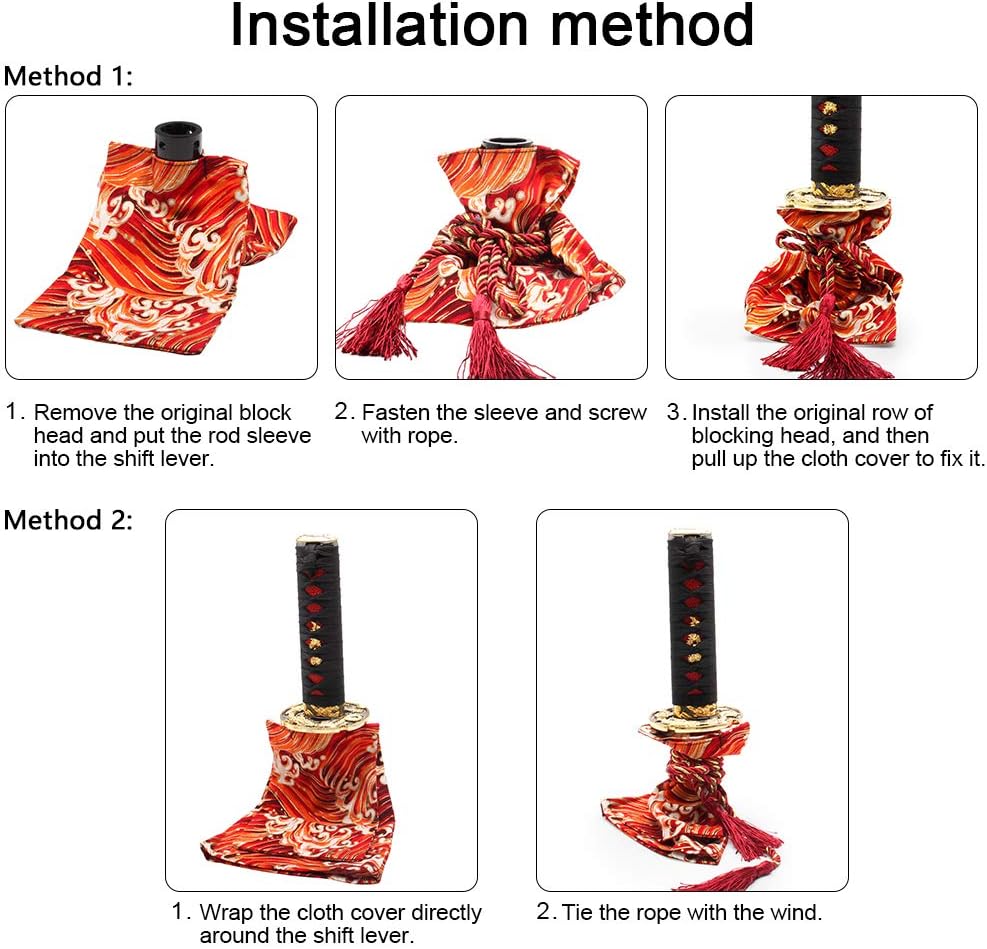 WENJTP Car Shift Boot Cover Universal Gear Shift Knob Cover Stitch Ancient Japanese Antiquity Element of Cherry Blossoms Manual/Auto Shifter Shift Knob Cover（Red）