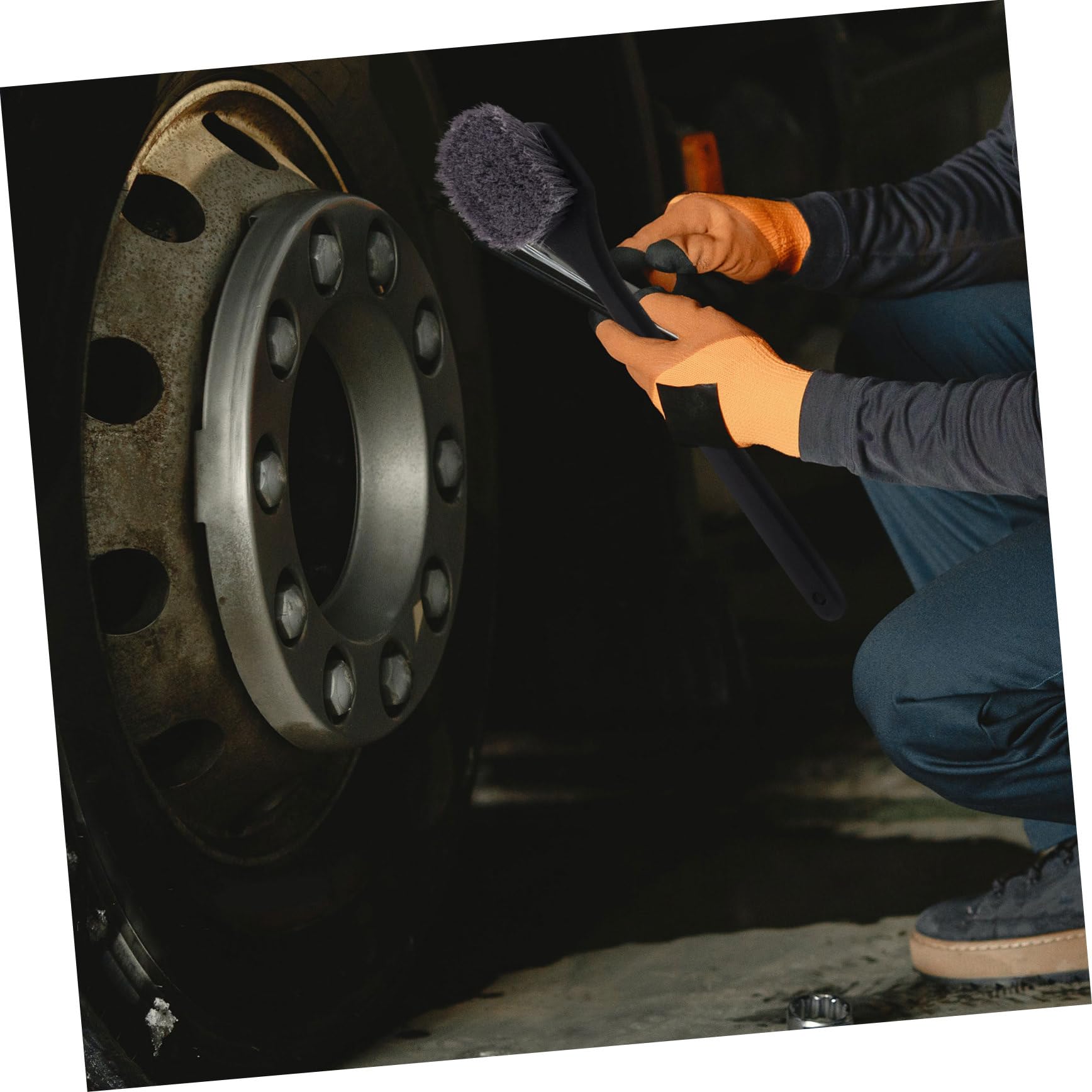 ibasenice Radbürste und Feinen Borsten aus Kunststoff mit Langem Griff | Radnaben und Felgen, für Autowäsche und Reinigung, Geeignet für Verschiedene Automodelle