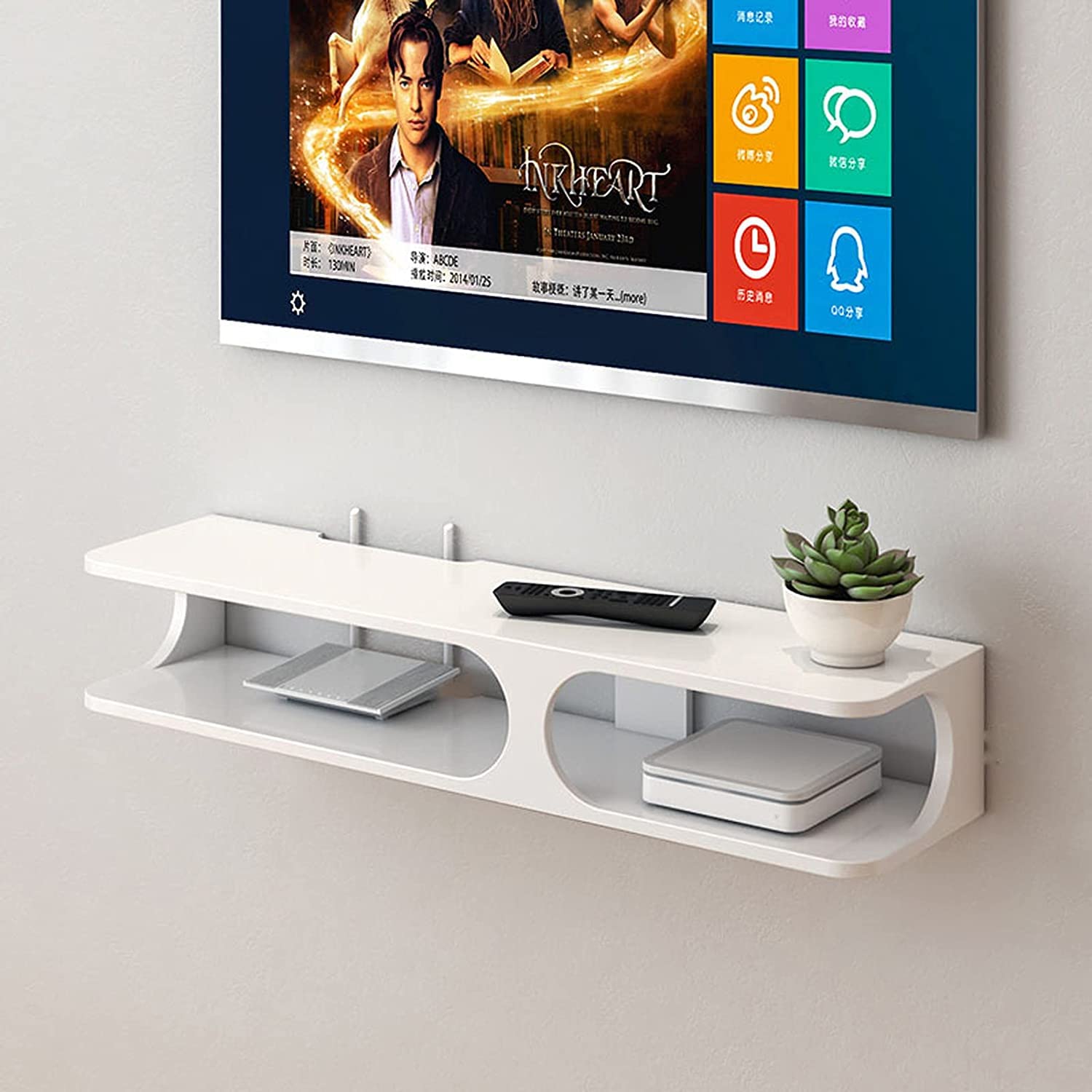 Étagère de rangement murale pour routeur WiFi, console flottante pour lecteurs DVD, boîtes de câble, consoles de jeux, télécommandes, solution de salon peu encombrante