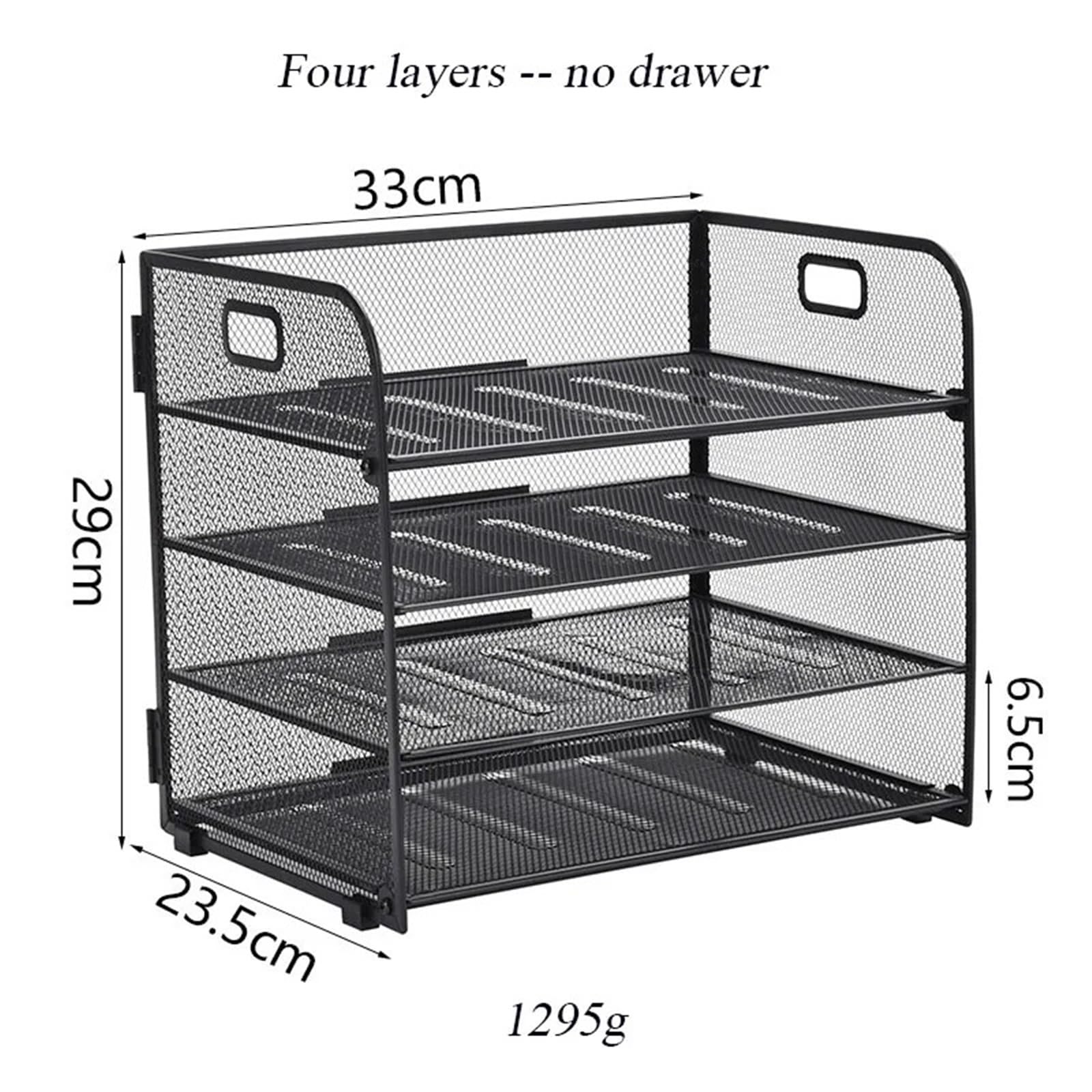 Bandeja para Cartas Estante de Archivos Cuatro Capas Metal, Bandeja Almacenamiento Datos Escritorio Oficina extraíble Multifuncional con Ventana Lateral(Style3)
