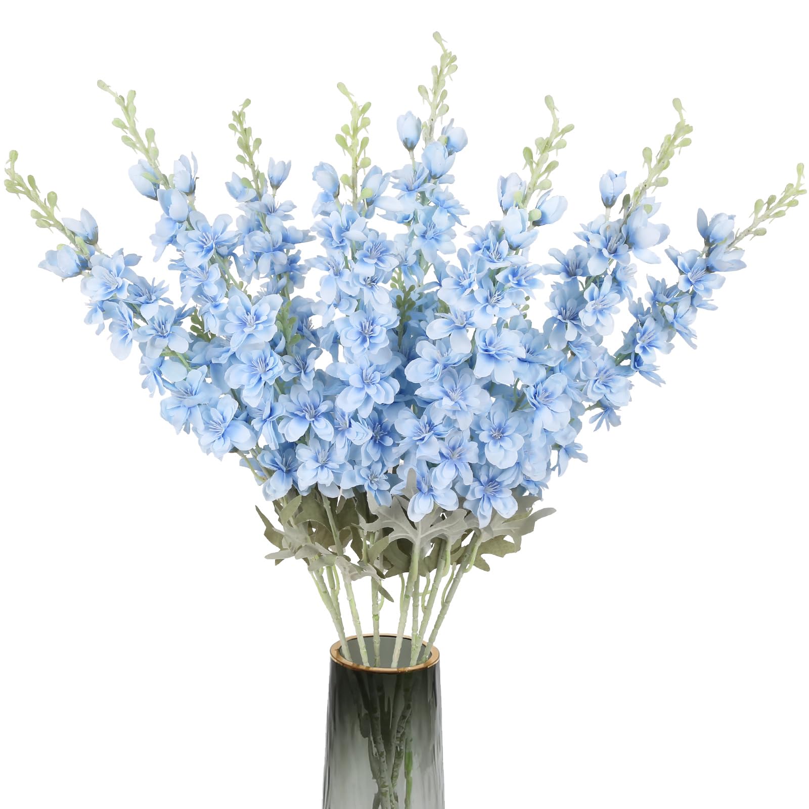ICBOX 8Pcs Baby Blue Delphinium Artificial Flowers