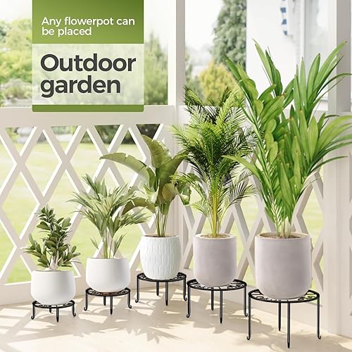 Miniatura 3 de Soporte de metal para plantas de interior, soportes de esquina para plantas al aire libre, juego de 5 soportes negros para plantas de interior,