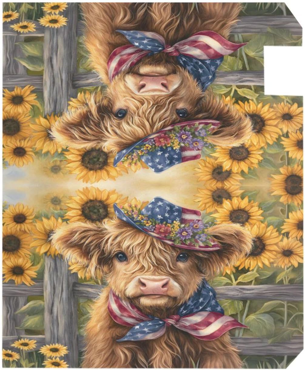ALAZA Highland Cow Cattle Sunflowers Magnetic Mailbox Cover MailWraps Garden Yard Home Decor for Outside Standard Size-18"x 20.8"