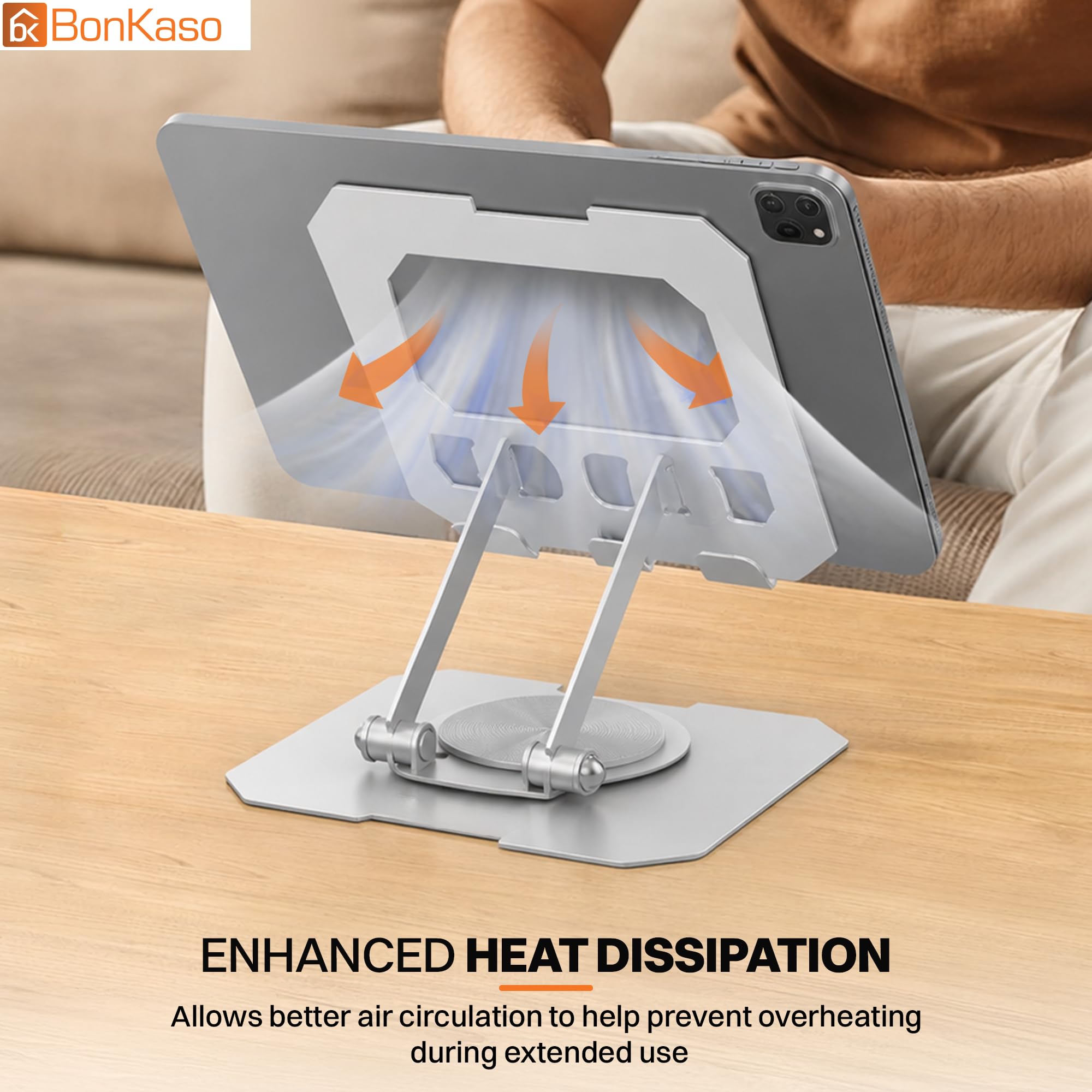 BonKaso Tablet Stand - 360° Rotation, Adjustable Holder -4