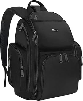 Mancro Backpack Diaper Bag, Waterproof Boy Travel Bag for Dad and Men, Large Multi-Function, Many Pockets, Lightweight, Stylish Diaper Backpack, Black