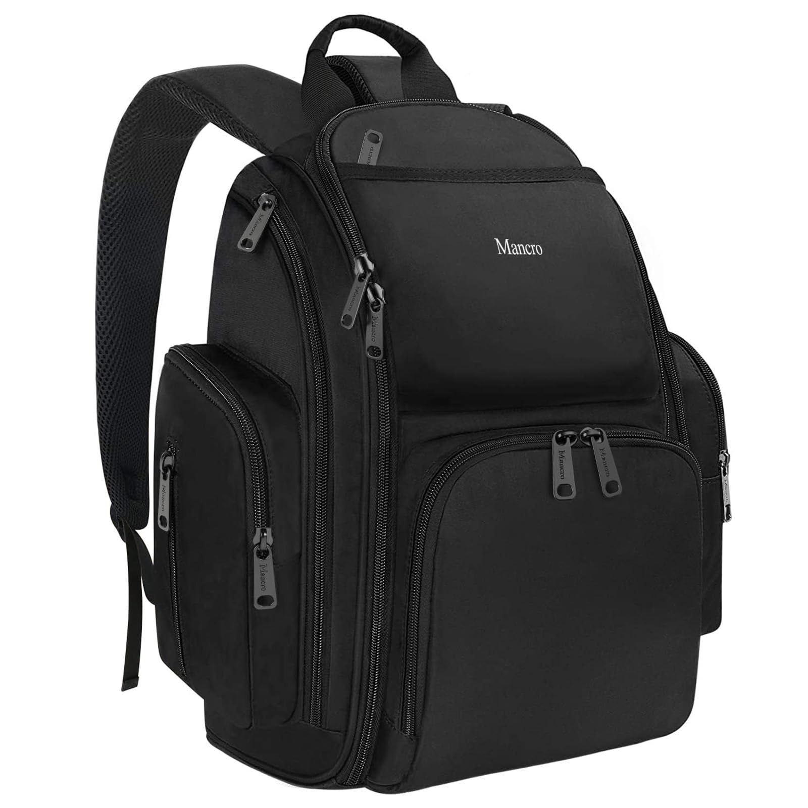 Mancro Backpack Diaper Bag, Waterproof Boy Travel Bag for Dad and Men, Large Multi-Function, Many Pockets, Lightweight, Stylish Diaper Backpack, Black