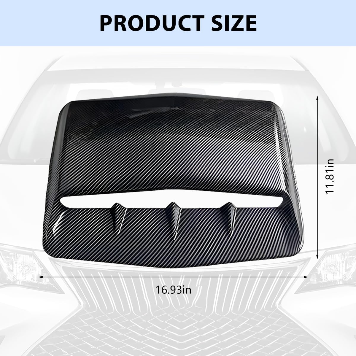 Car Hood Vents, Vehicle Scoop Turbo Bonnet Hood Air Flow Intake Cover, Automotive Exterior Decorative Engine Cooling Intake Vent Trim Accessories, Universal for SUV RV Truck (Carbon Fiber)