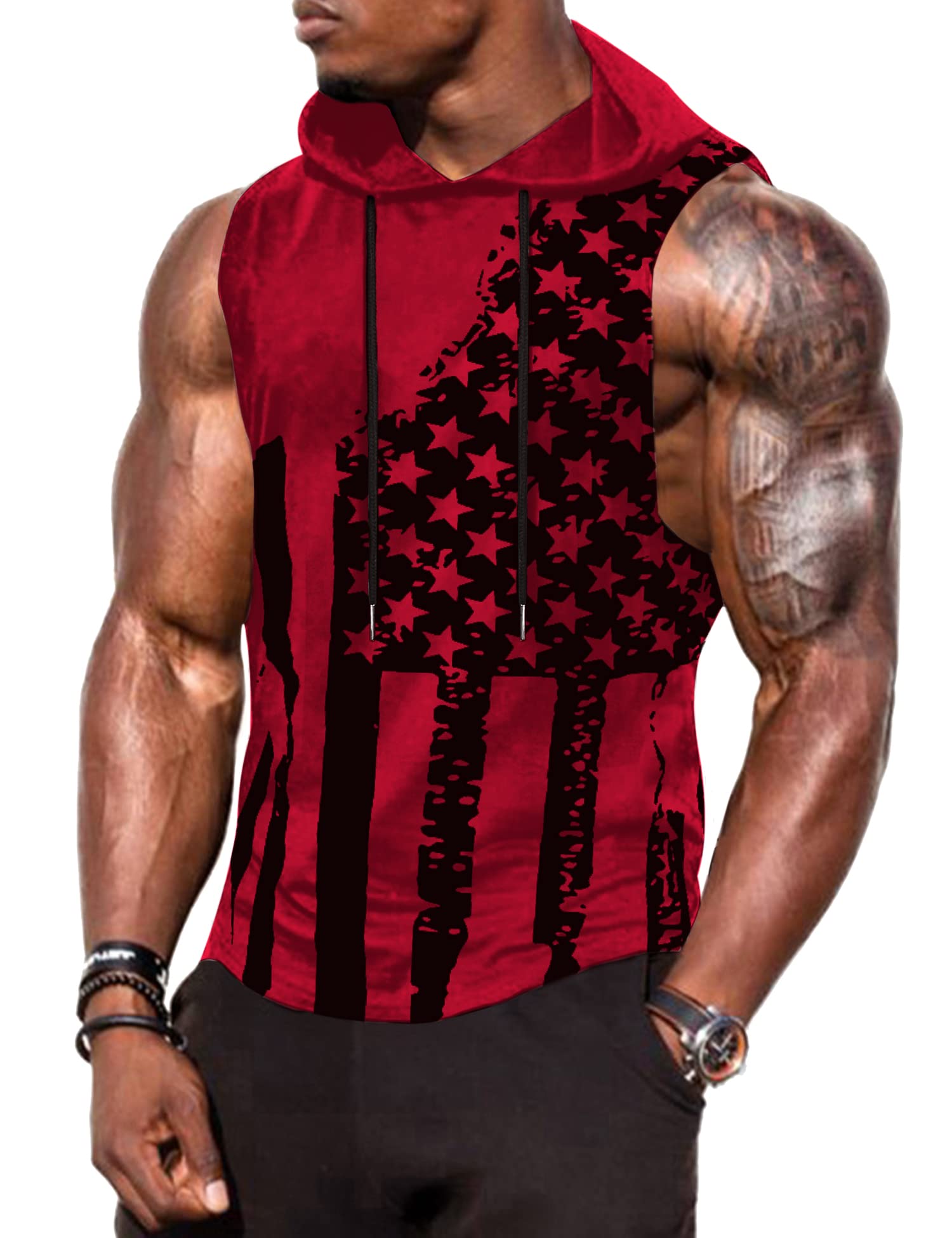 Babioboa Men's Workout Hooded Tank Tops Sports Training Sleeveless Gym Hoodies Bodybuilding Cut Off Muscle Shirts