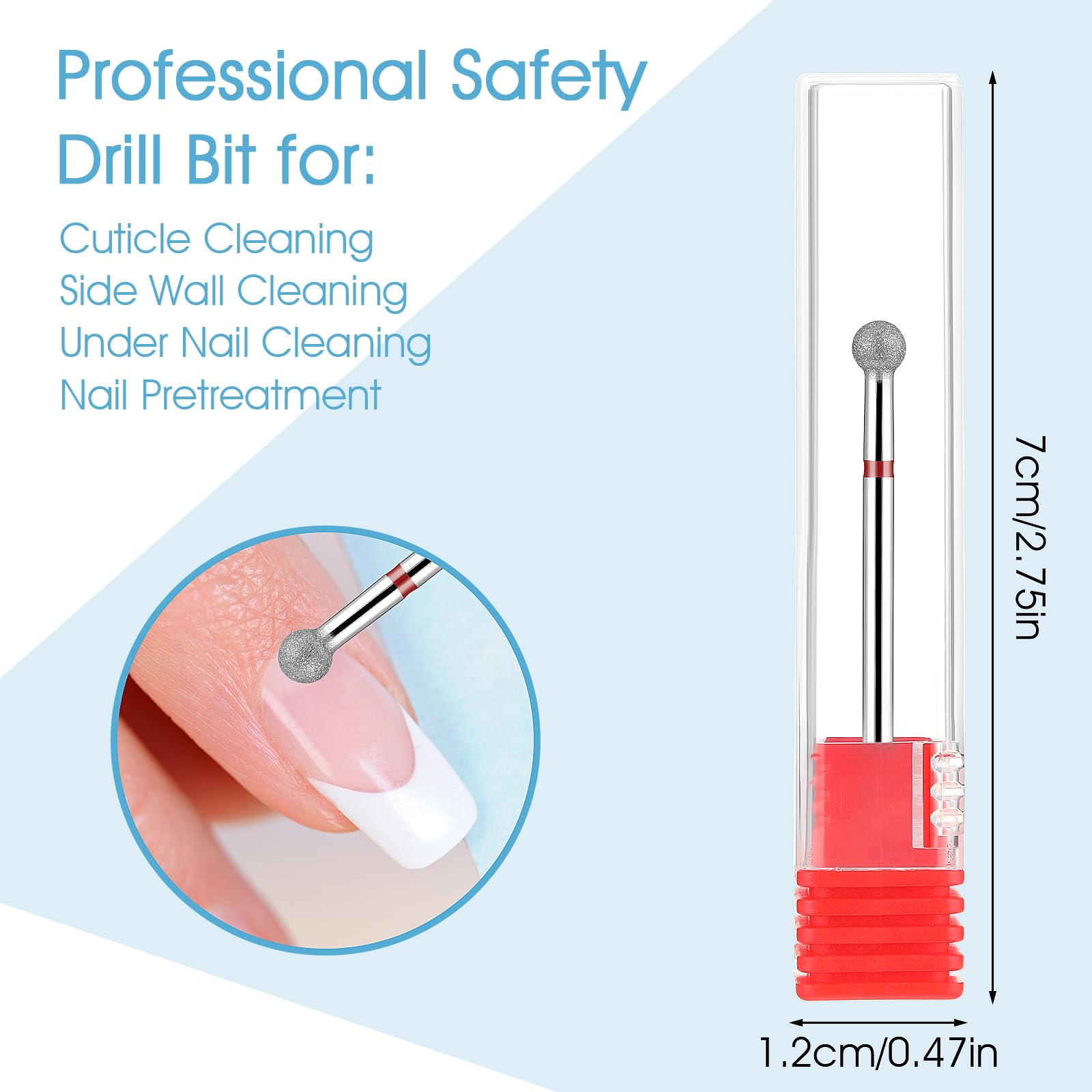 Brocas de uñas para limpiar cutículas, 1 pieza de rebabas de cabeza de bola de diamante, brocas profesionales de manicura de piel muerta, herramientas de manicura de eliminación de seguridad 2