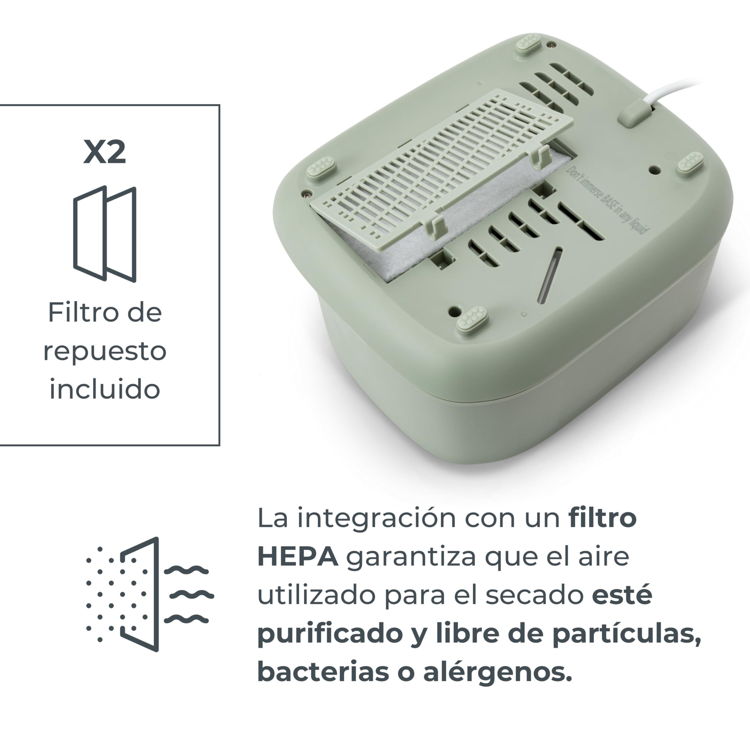 Nuvita 1088 SteriDry Esterilizador y Secador 2 en 1 para Biberones - Esterilización al Vapor 99,99%, Filtro HEPA para Secado Purificado, Conservación Estéril 72H, Gran Capacidad, Temporizador