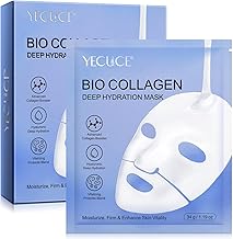 6 Pieces Face Mask, Face Collagen Mask, Reduce Fine Lines and Wrinkles, Minimizes Pores, Improves Elasticity, Soothing Hydrogel Mask and Moisturizing Night