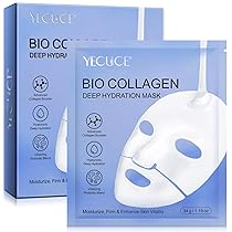 Maschera Viso al Collagene, Idratazione Intensa, Migliora l’elasticità, Anti-invecchiamento e Ringiovanimento, Riduce le Linee Sottili e le Rughe, Minimizzare i Pori, Migliorare l’elasticità, 6 pezzi