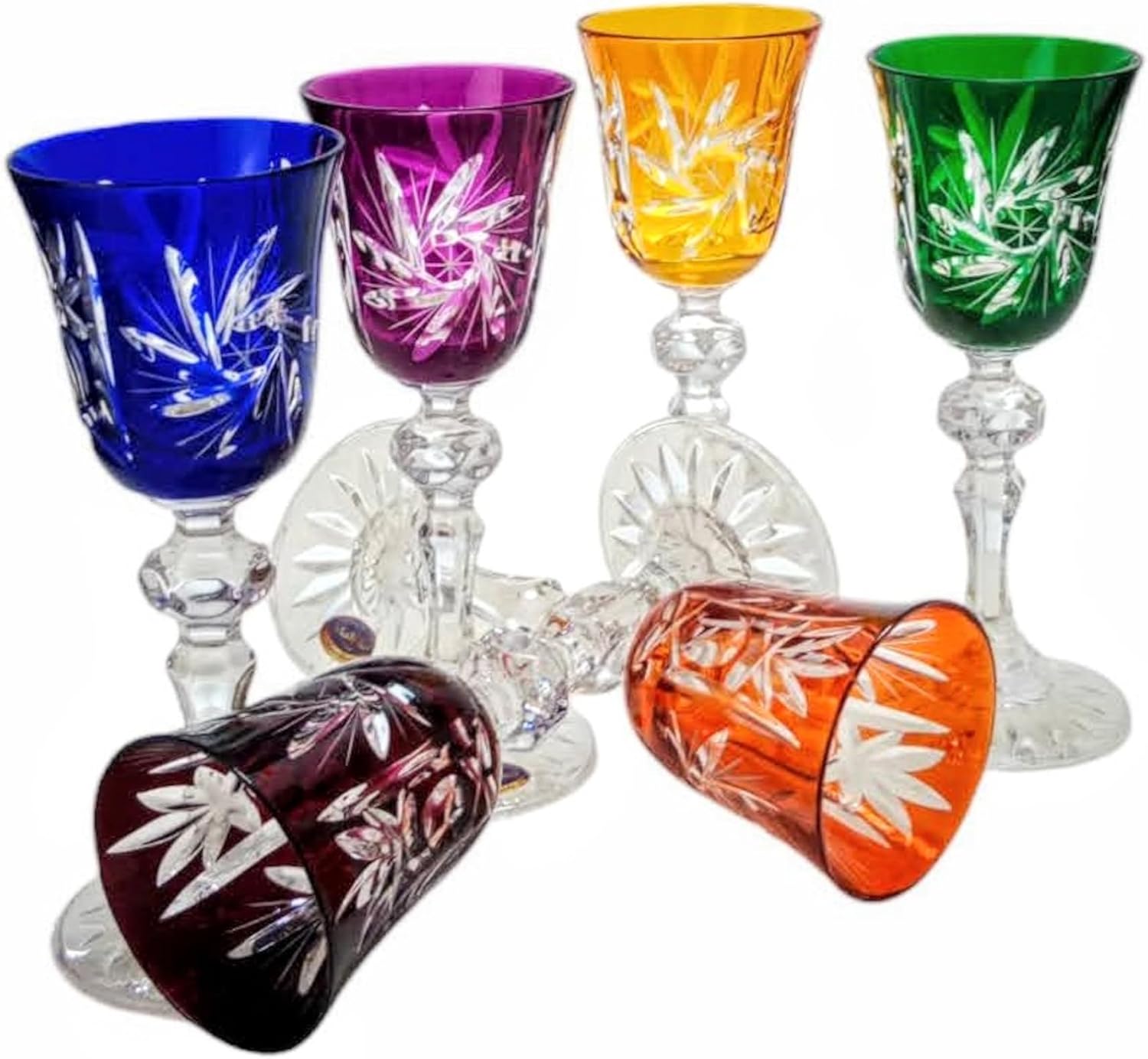 MaRika Handmade Crystal Liqueur Glasses - 60ml - Set of 6 Ideal for Fine Liqueurs and Spirits Elegant Design Perfect for Special Occasions