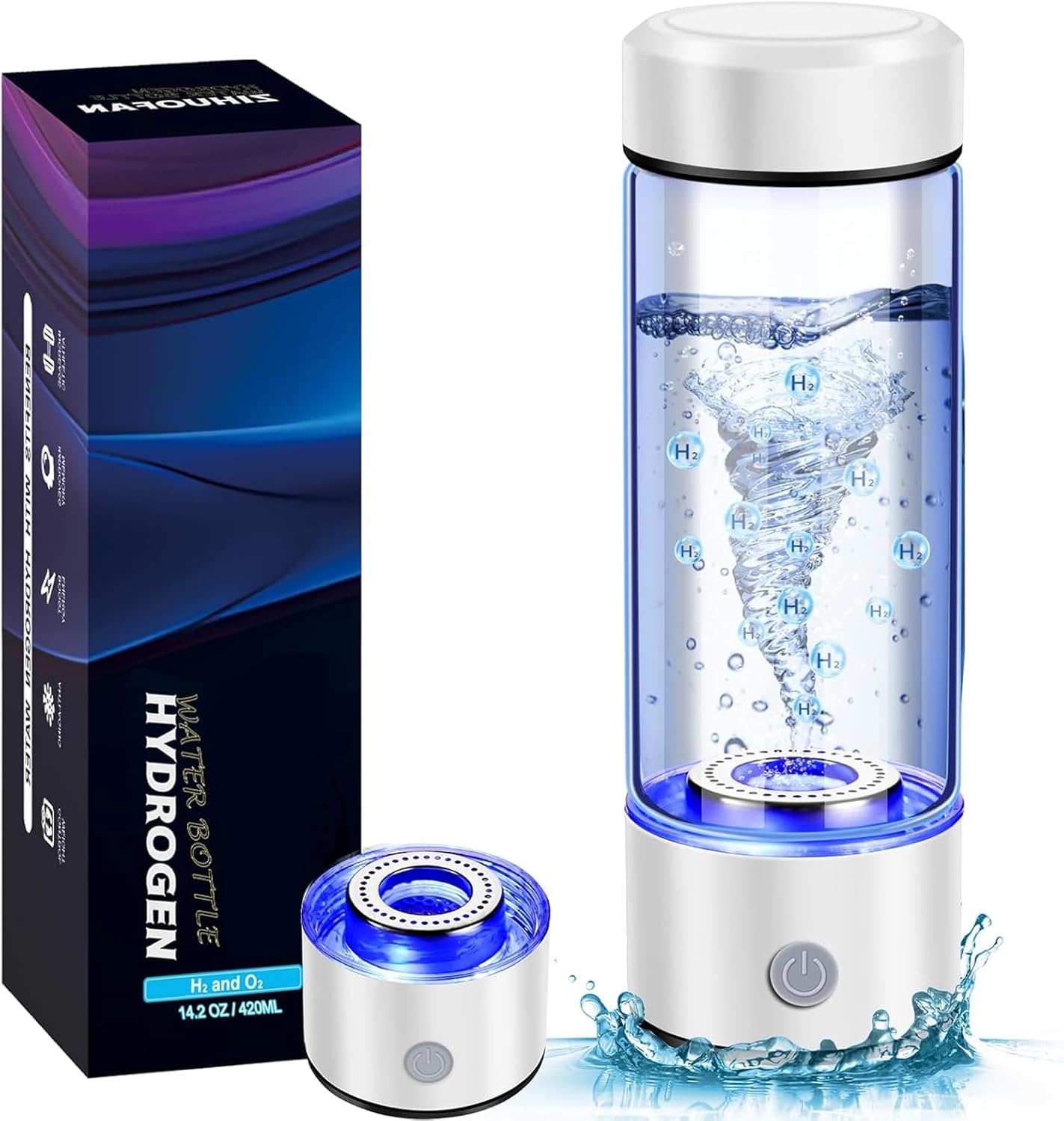 Hydrogen Water Bottle Generator, Portable 1600ppb Hydrogen Water Machine with SPE/PEM Technology