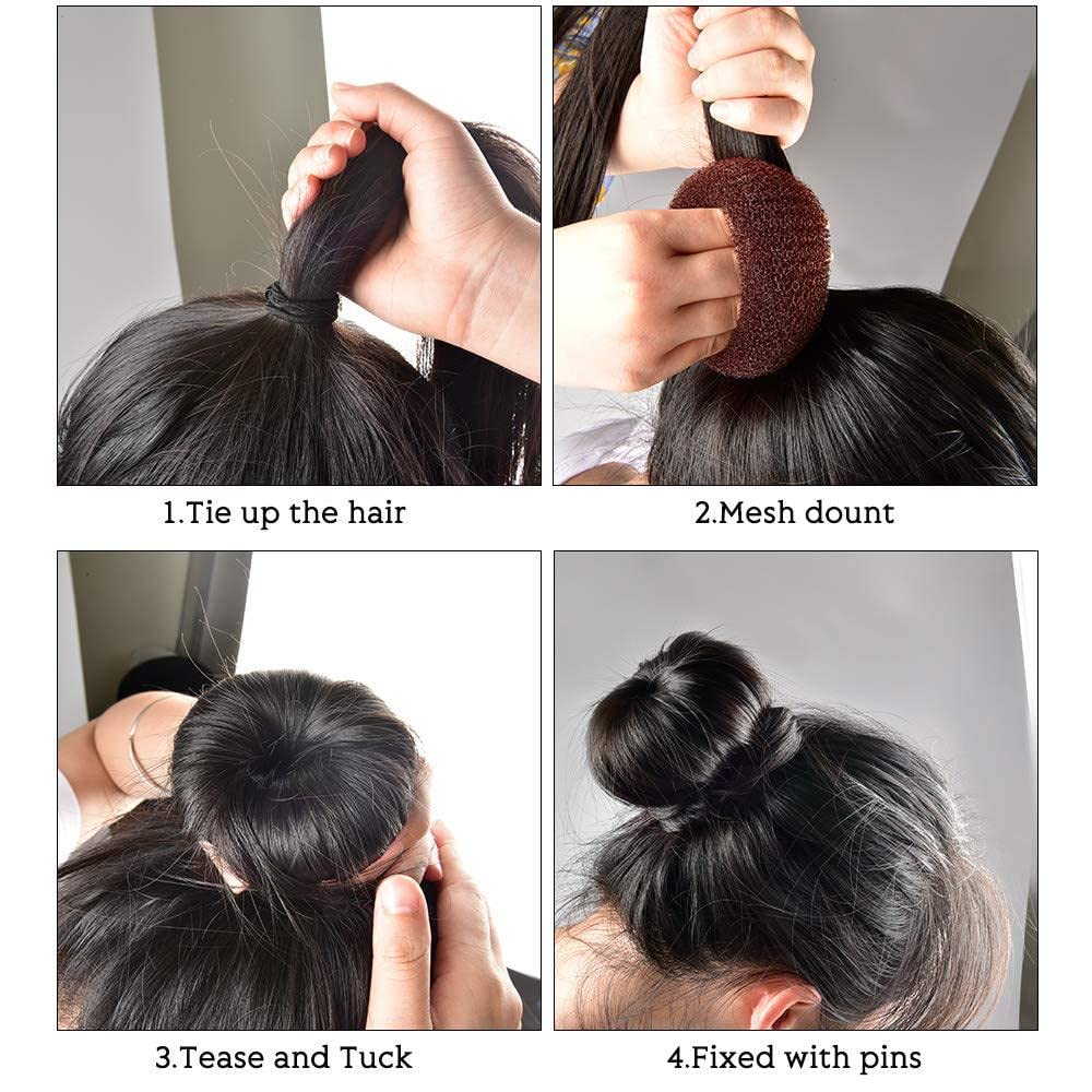 Donut Hair Bun Maker Kit, LHAAAYF Ring Style Bun Maker Set with Hair Bun Makers (2 medium and 2 small), 10 pieces Hair Pins, Ballet Bun Maker, Donut Bun Maker Hair, Magic Simple Fast Spiral Hair Braid Hair Bun (Blonde)
