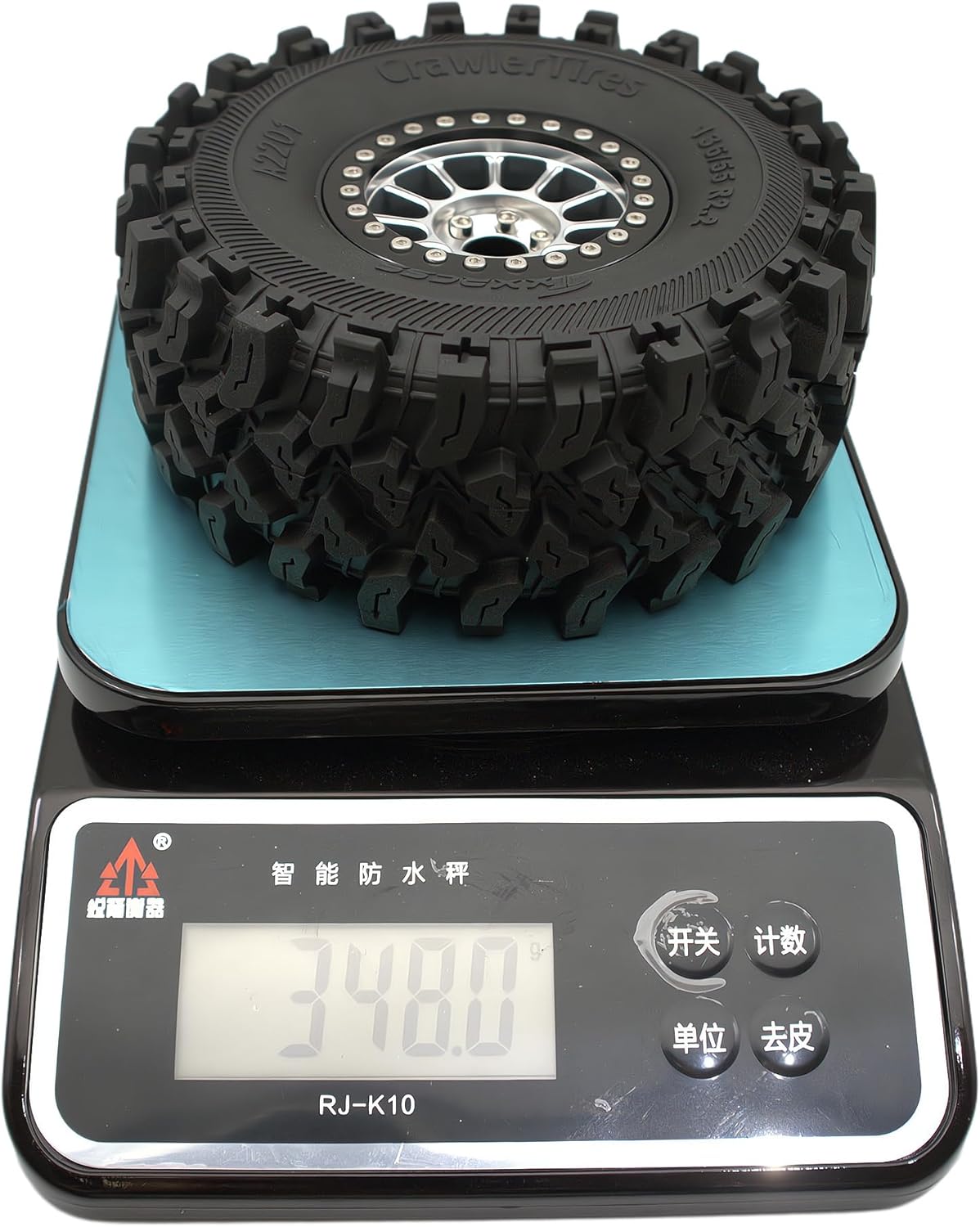 348g Weighted RC 2.2 Beadlock Wheels & Tire Set (4-Piece) Upgrades Accessories Rims for 1/10 SCX10 Wheels TRX4RC4WD and D90 RC Crawler Axial Remote Control Car 4pcs (Silver & Black)