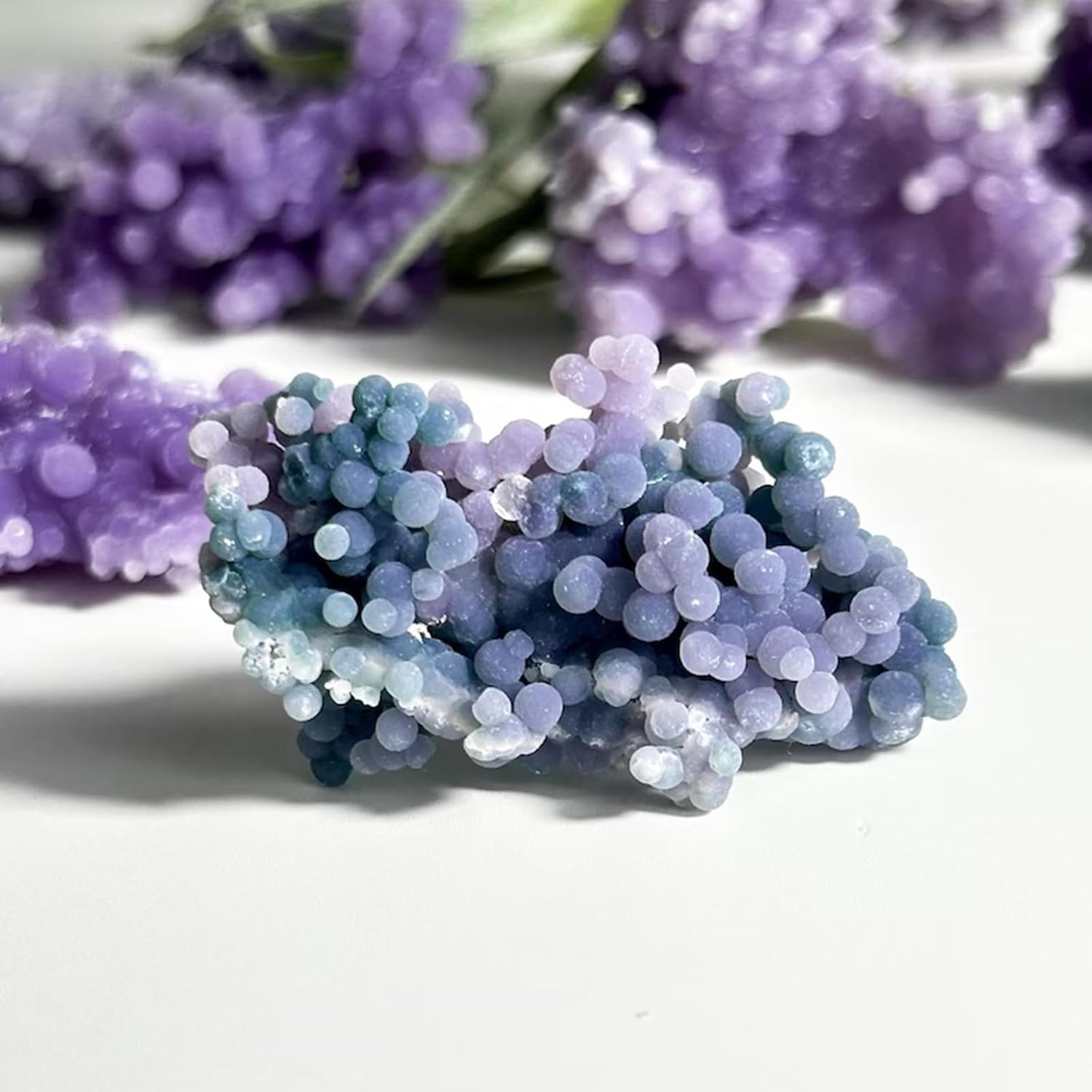 Natural Grape Agate Geode Mineral Specimen | Raw Healing Crystal Irregular Cluster | Botryoidal Purple Gemstone for Home Décor Fish Tank Landscaping