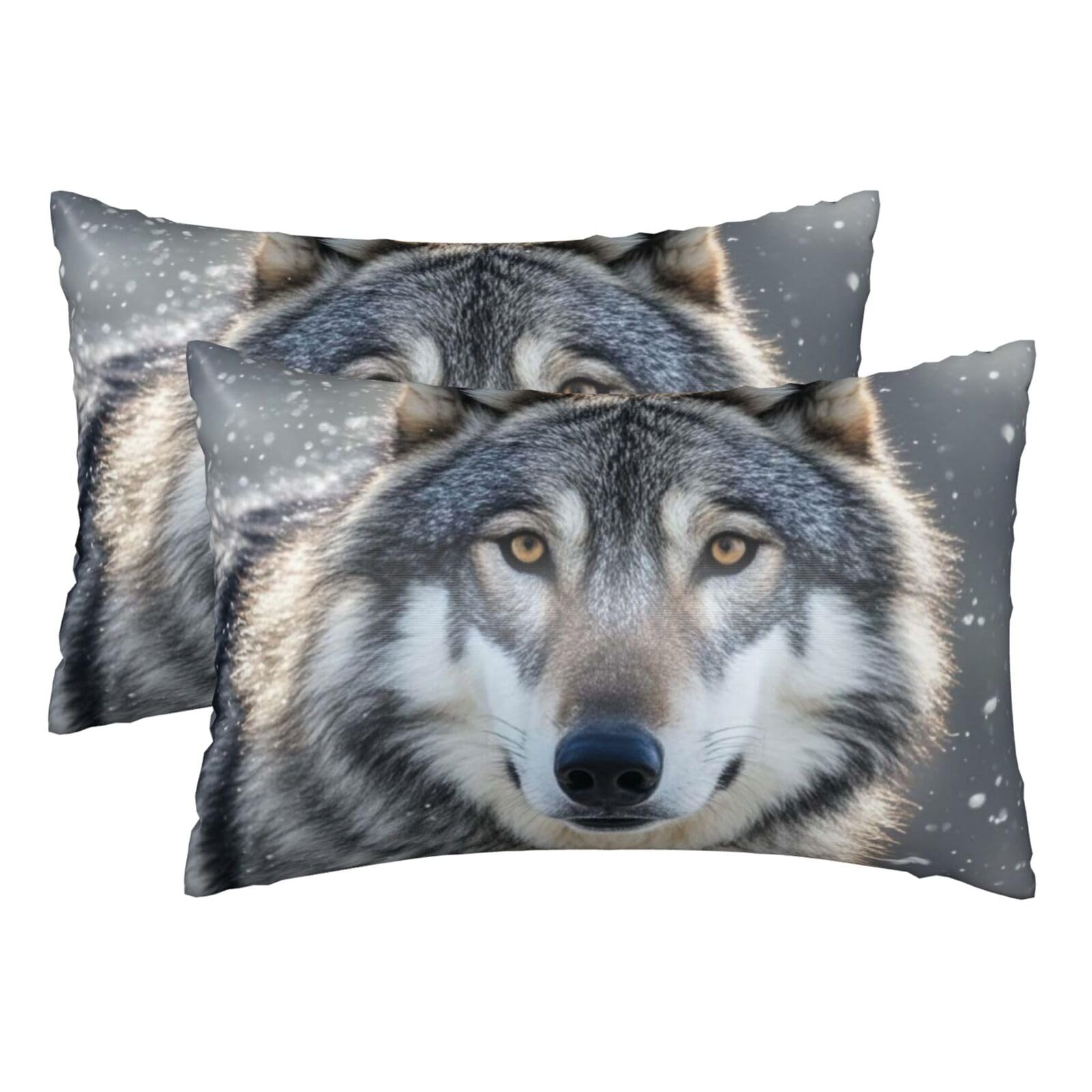 Silk Pillowcases Set of 2 Pillow Shams Breathable Soft Pillow Covers with Envelope Closure Wild Wild Gray Wolf Pillowcases Standard Size 20x30 Inches Washed Pillow Cases for Hair and Skin